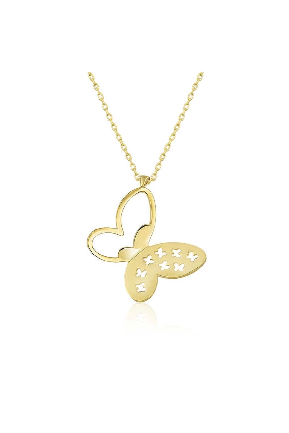 luz&pos gümüş Gold Kelebek Kolye