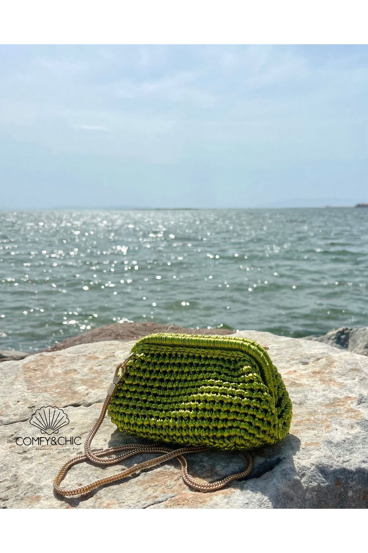 comfychic Metalic Glitter Deri Kadın Omuz Çantası & Clutch Çanta orta boy EL İŞÇİLİĞİ İLE ÖZEL ÜRETİM