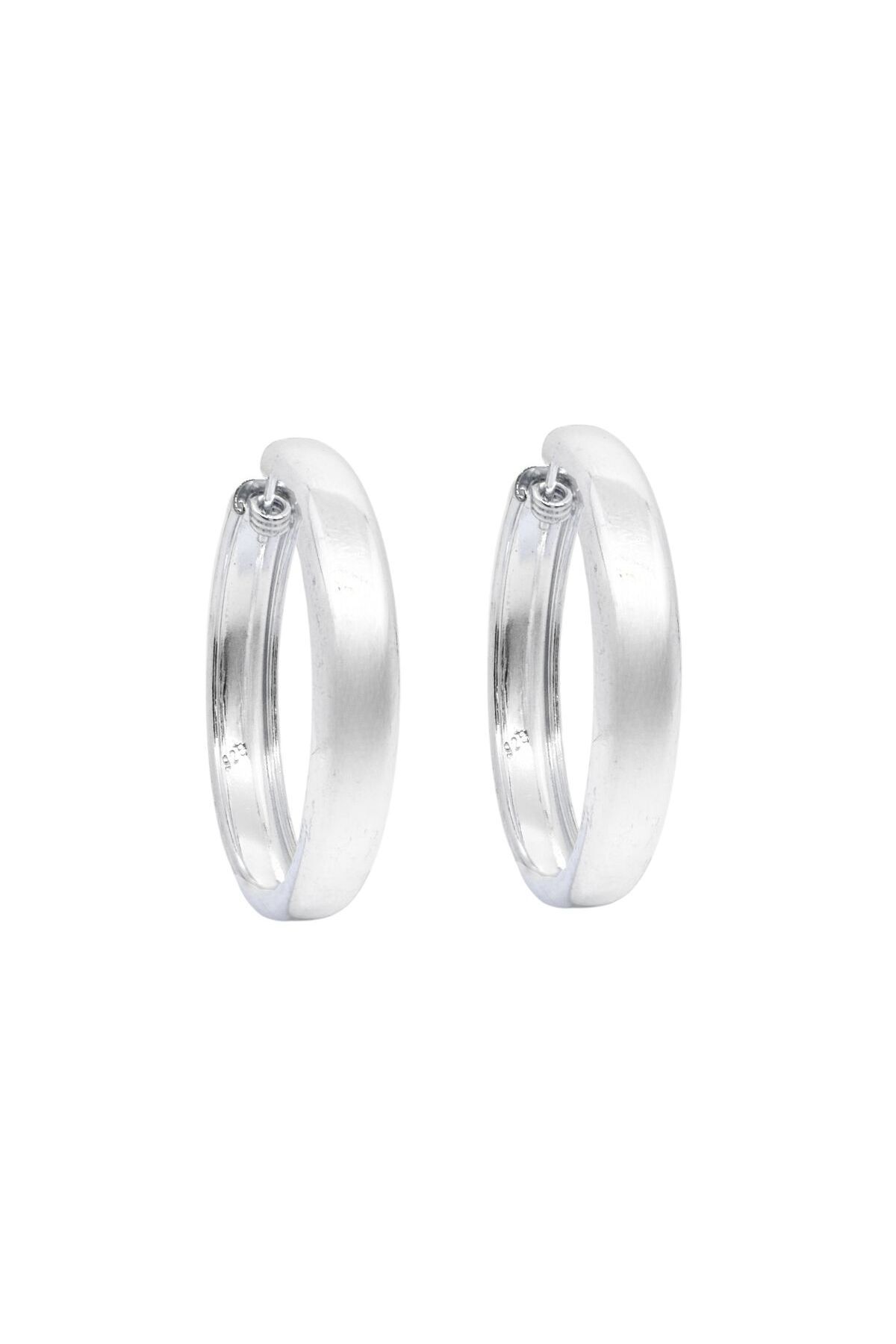 oya silver Enli Gümüş Halka Küpe – 6mm Kalınlık-3.7x3.7cm