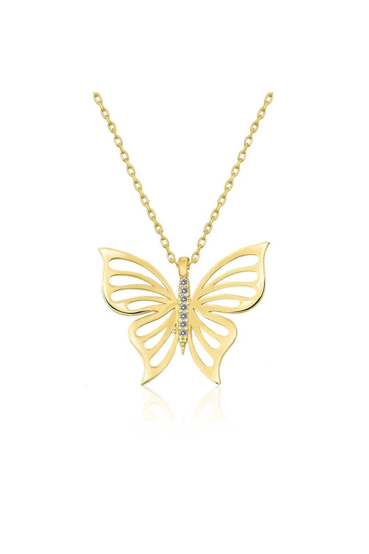 luz&pos gümüş Gold Bahar Kelebeği Kolye