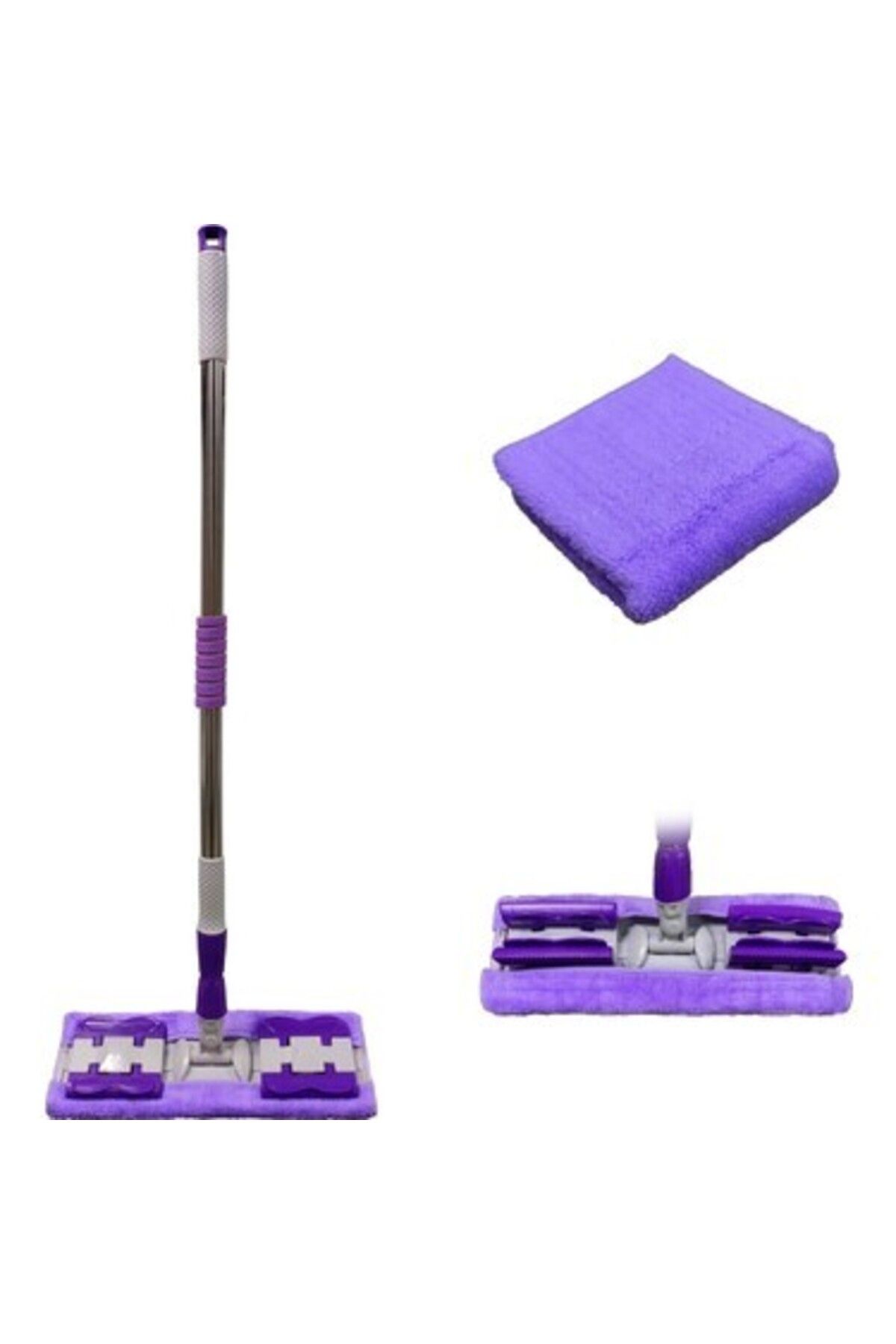 Vemora Sihirli Spin Mop Teleskopik Çok Amaçlı Mop +1 Bez Hediyeli - Mor (5166)