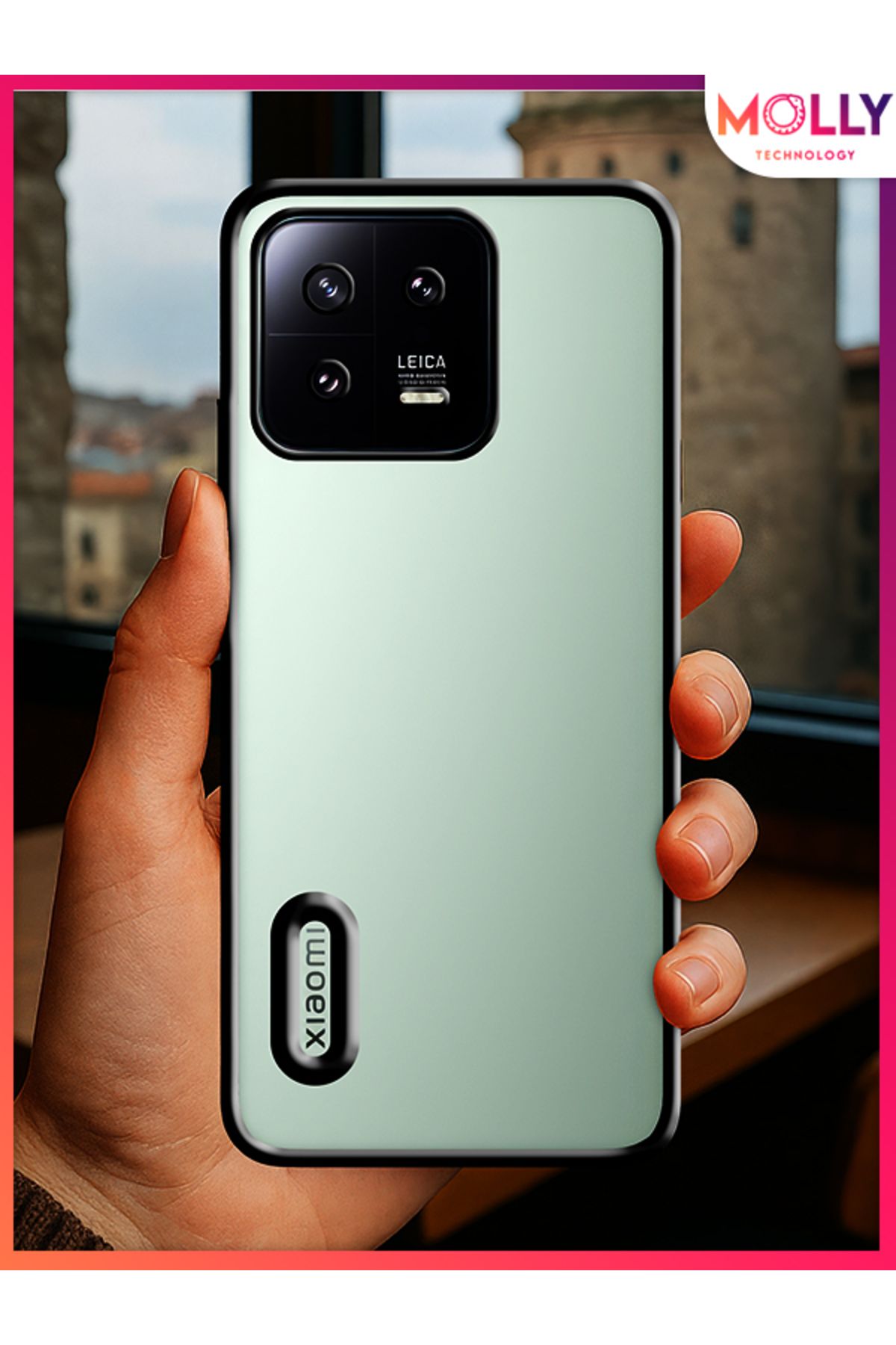 Molly Xiaomi Mi 13 İçin Kenarları Siyah Lens Koruyuculu Lou Lazer Şeffaf Silikon Kılıf