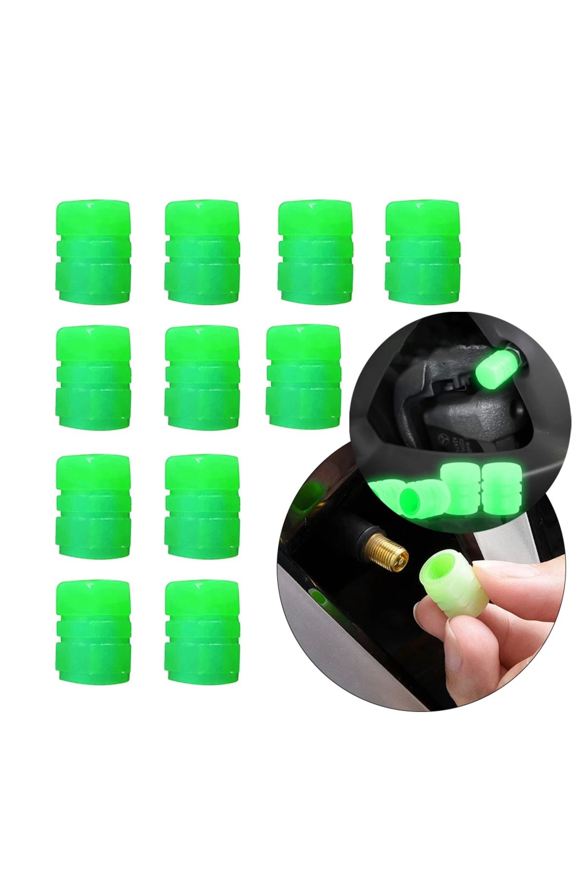 EGstore FOSFORLU ARAÇ MOTOSİKLET BİSİKLET LASTİK SİBOBU (50Lİ PAKET FİYATI) (5047)