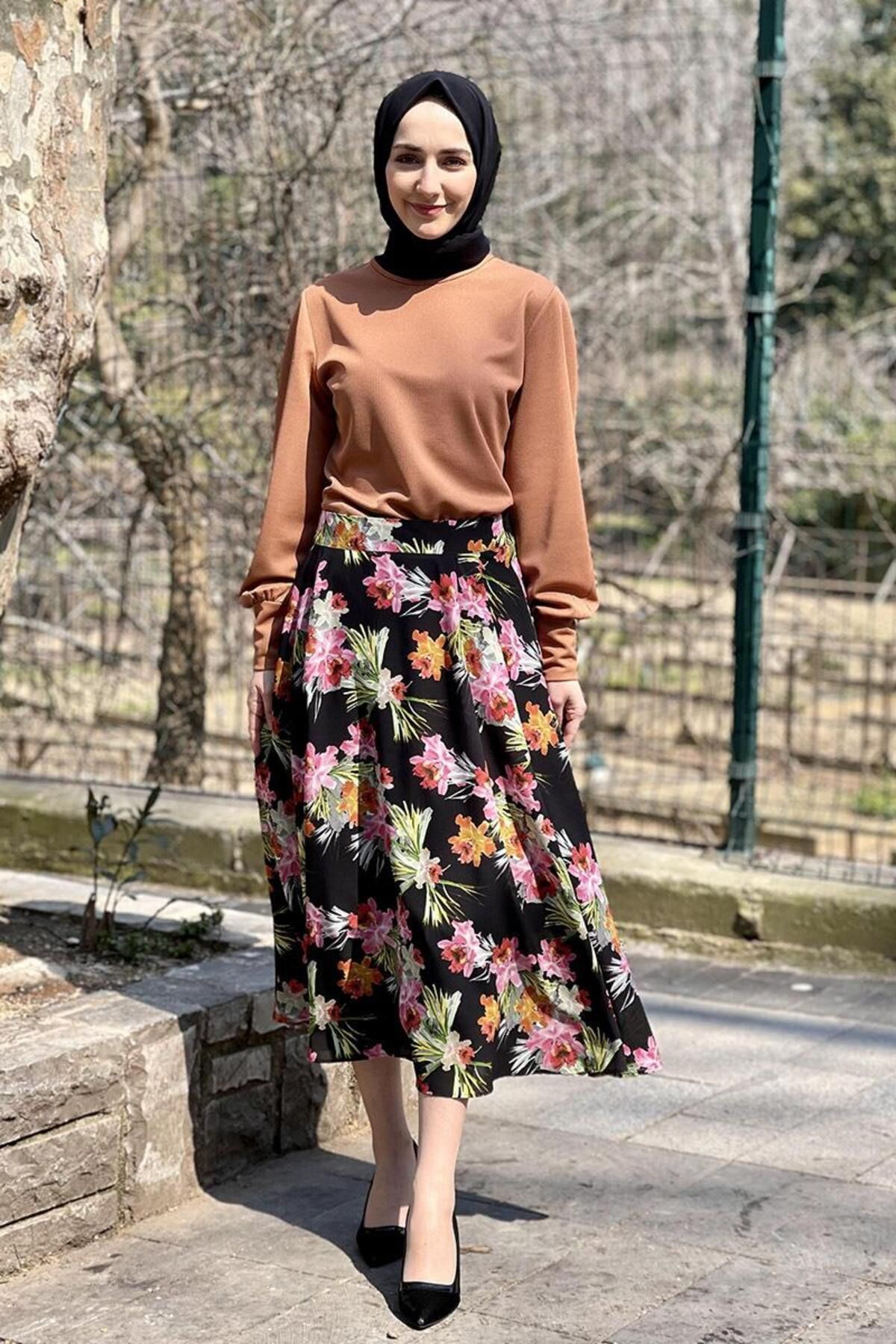 PuShe Moda Çizgi Etek