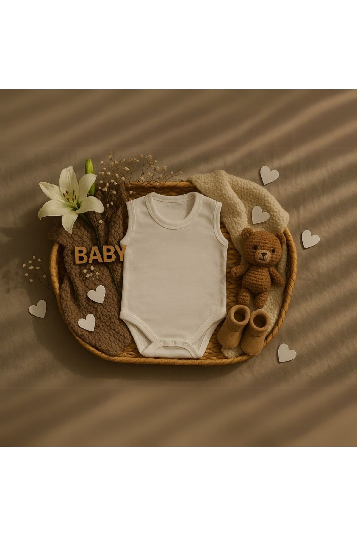Nayinom Unisex Organik Beyaz Askılı Badi