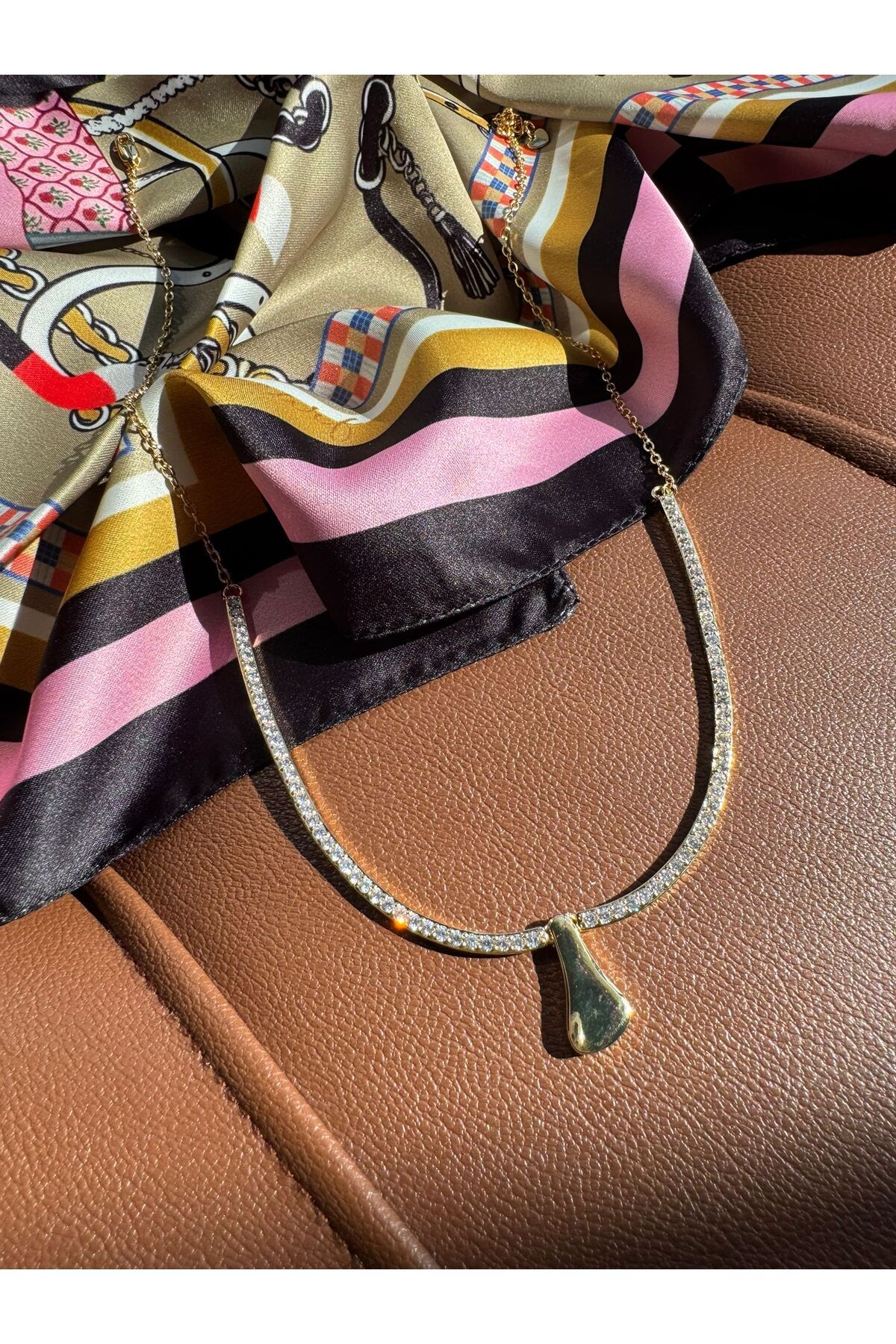 MODA 14K 50cm Taşlı Vip Seri Çelik Kolye