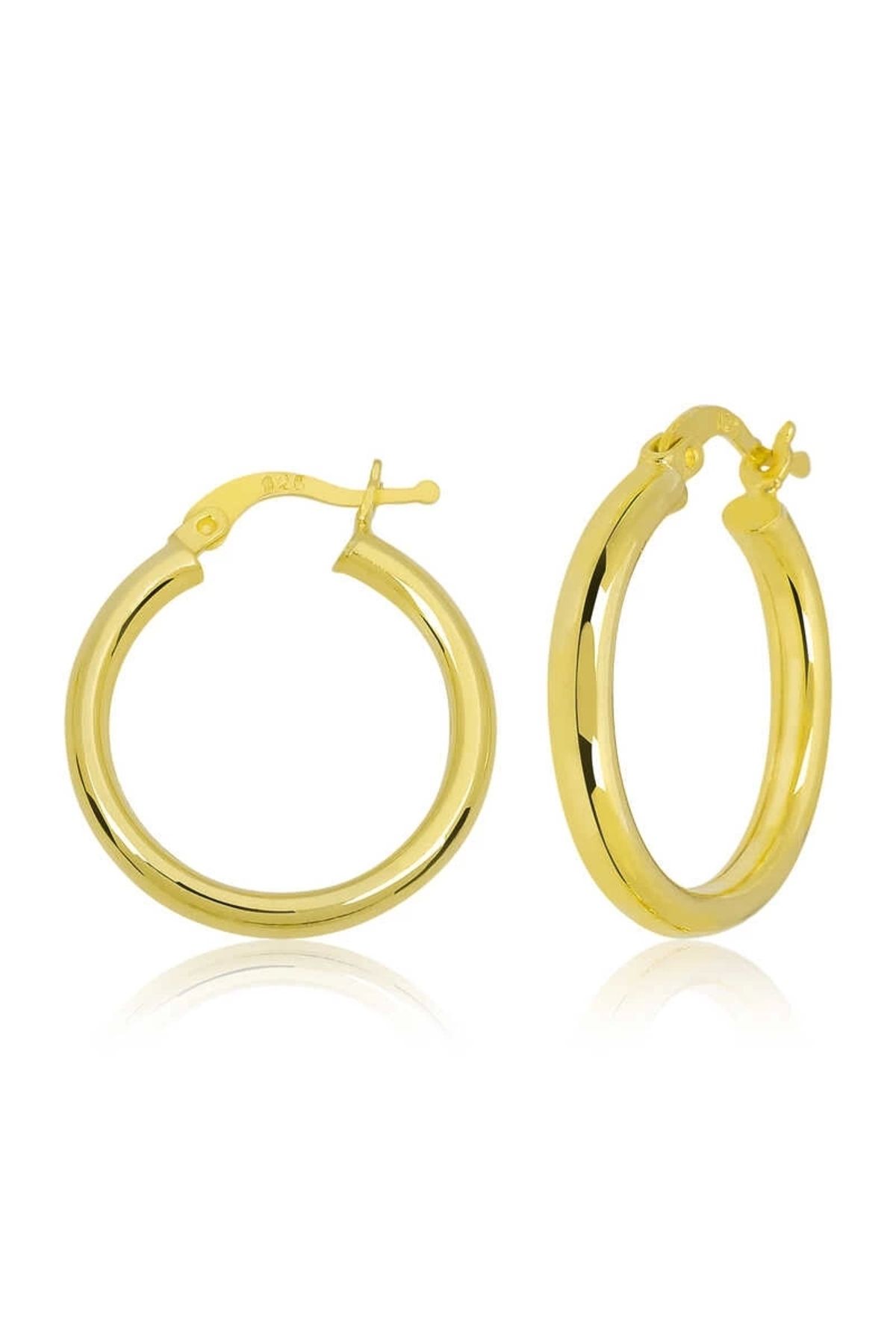luz&pos Gümüş Gold Halka Kadın Küpe