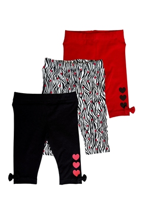Divonette Kız Bebek Pamuklu Likralı 3'lü Kalp ve Fiyonk Detaylı Bebek Tayt