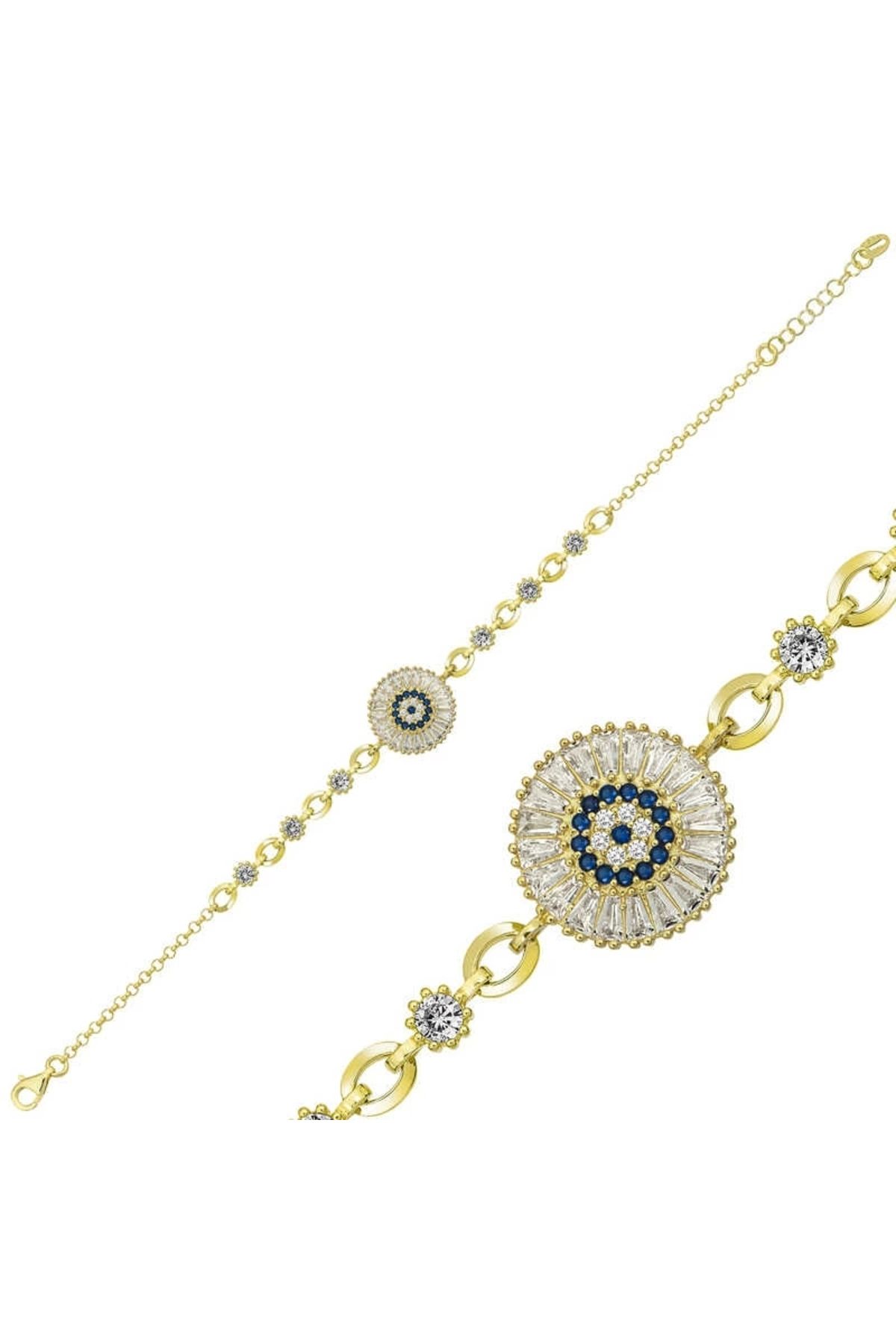 luz&pos gümüş Gold Baget Taşlı Nazar Bileklik