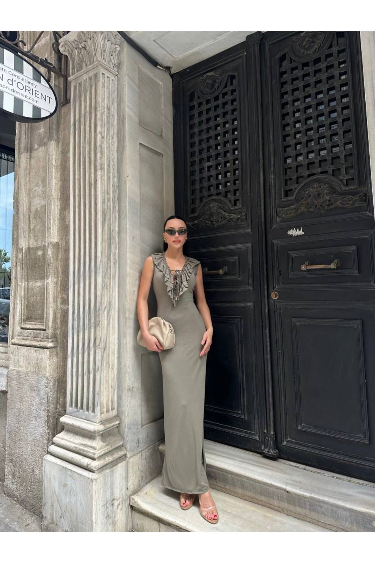 Hotfashion Fit Kesim Volanlı Bağlamalı Elbise