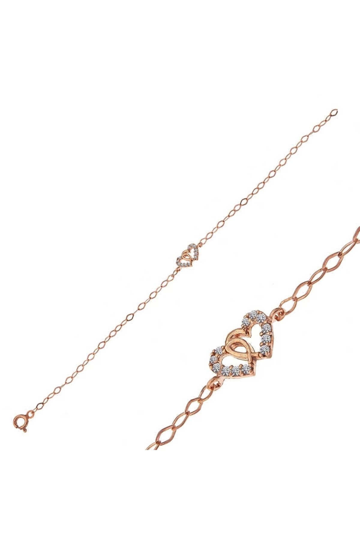 luz&pos Gümüş Rose Birleşmiş Kalpler Kadın Bileklik