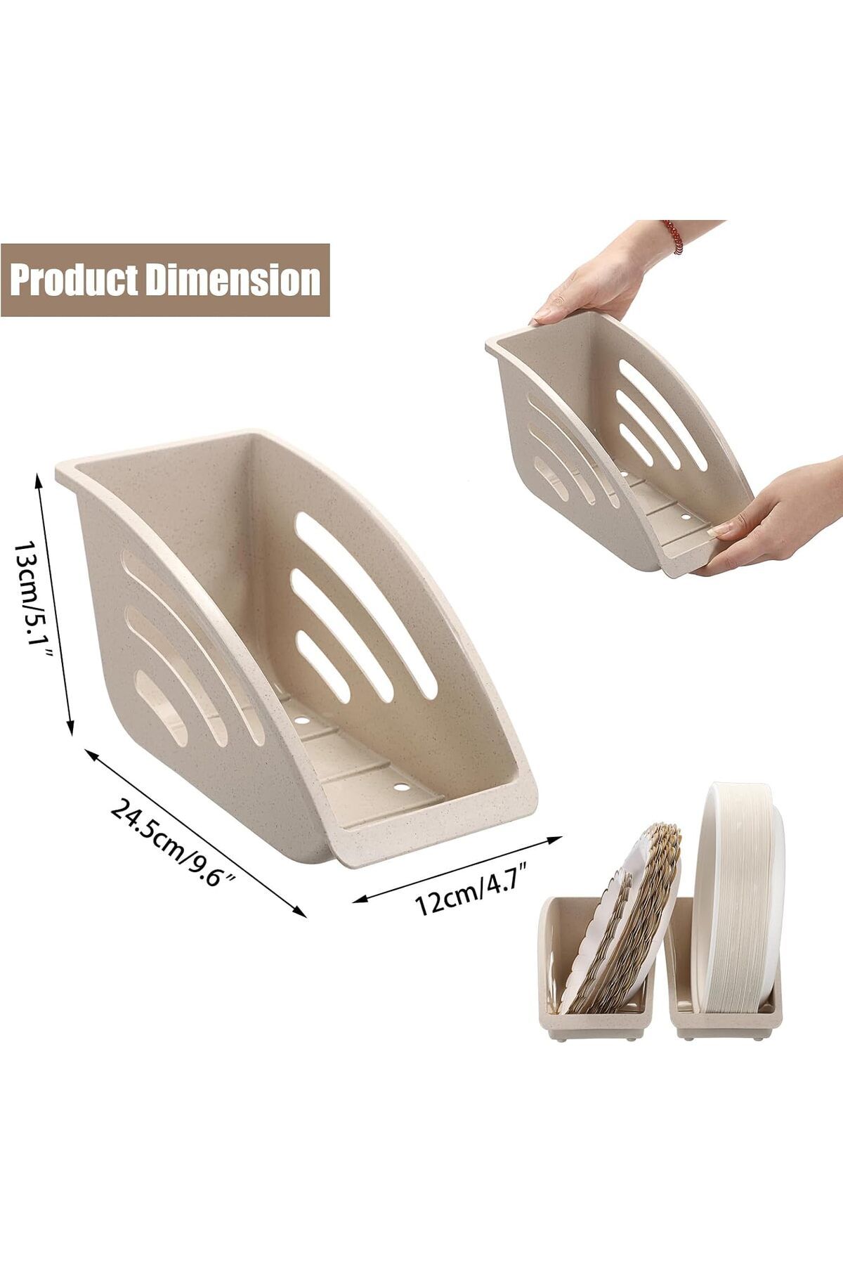 Generic-Plate Dispenser, 2 Pcs Paper Paper Plate Holders, with Ventilation and Drainage Design, Wheat Straw 6