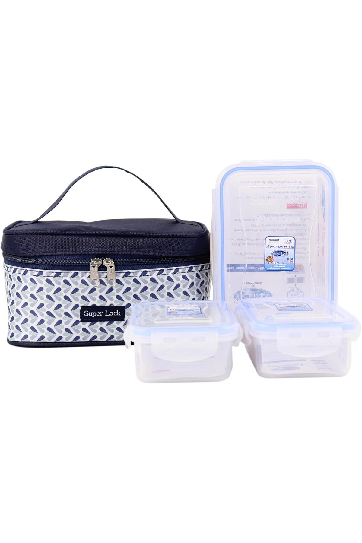 Generic-Orchid Super Lock 4 Pieces Food Storage Container With Temperature Storage Bag Set Mixed Patterns, 1