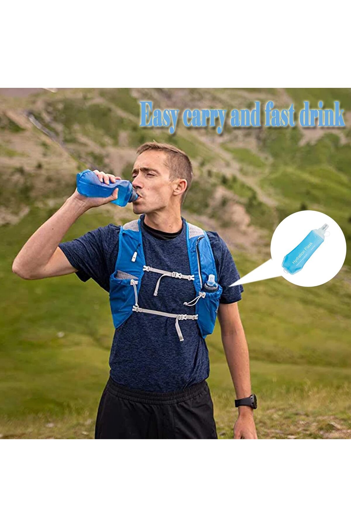 Generic-Soft Flask, TPU Foldable Running Hydration Flask, Soft Collapsible Water Bottle for Hydration Pack 6