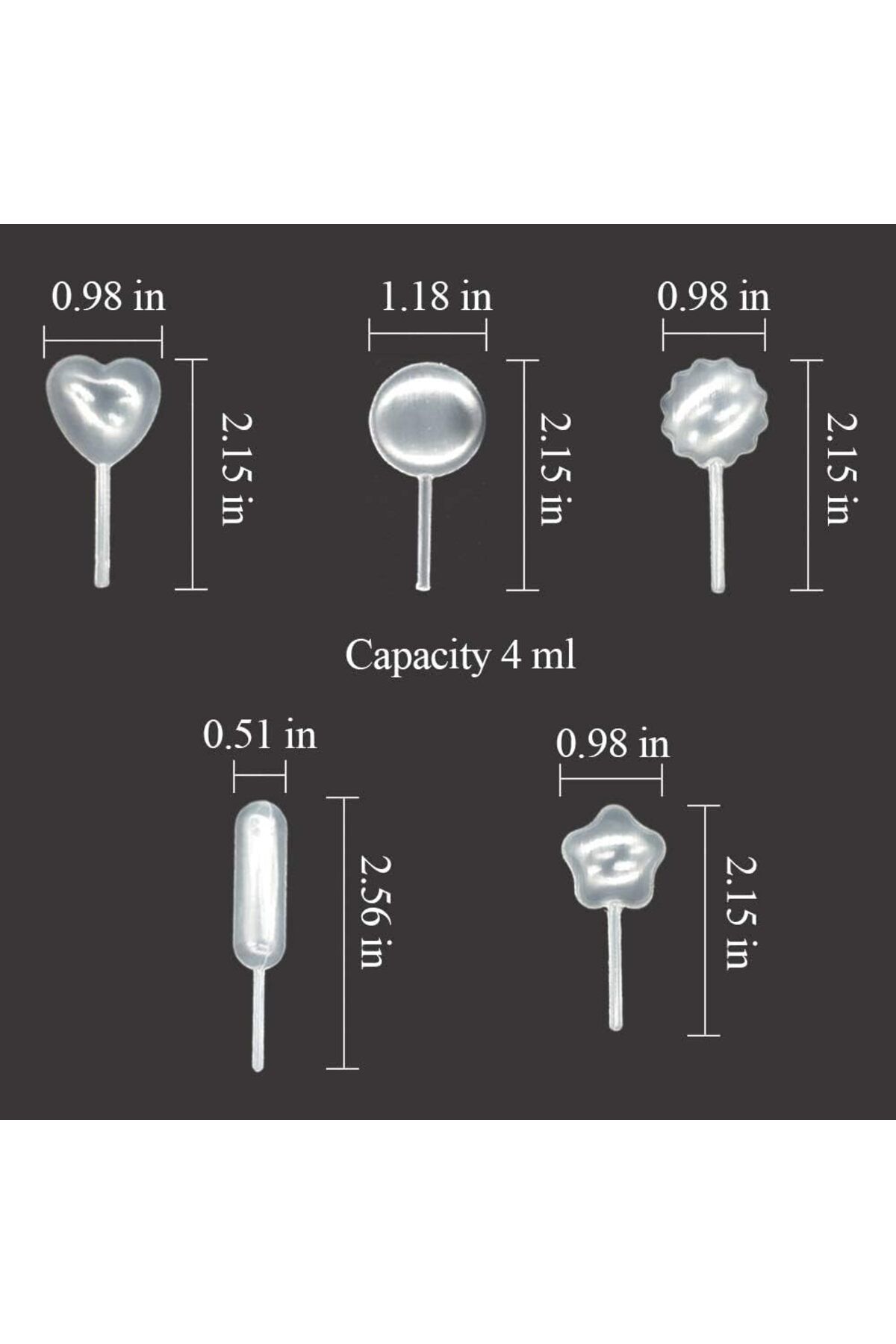 Generic-ELECDON 250PCS 4ml Plastic Pipettes for Cupcakes & Strawberries - Mini Squeeze Droppers for Chocola 2