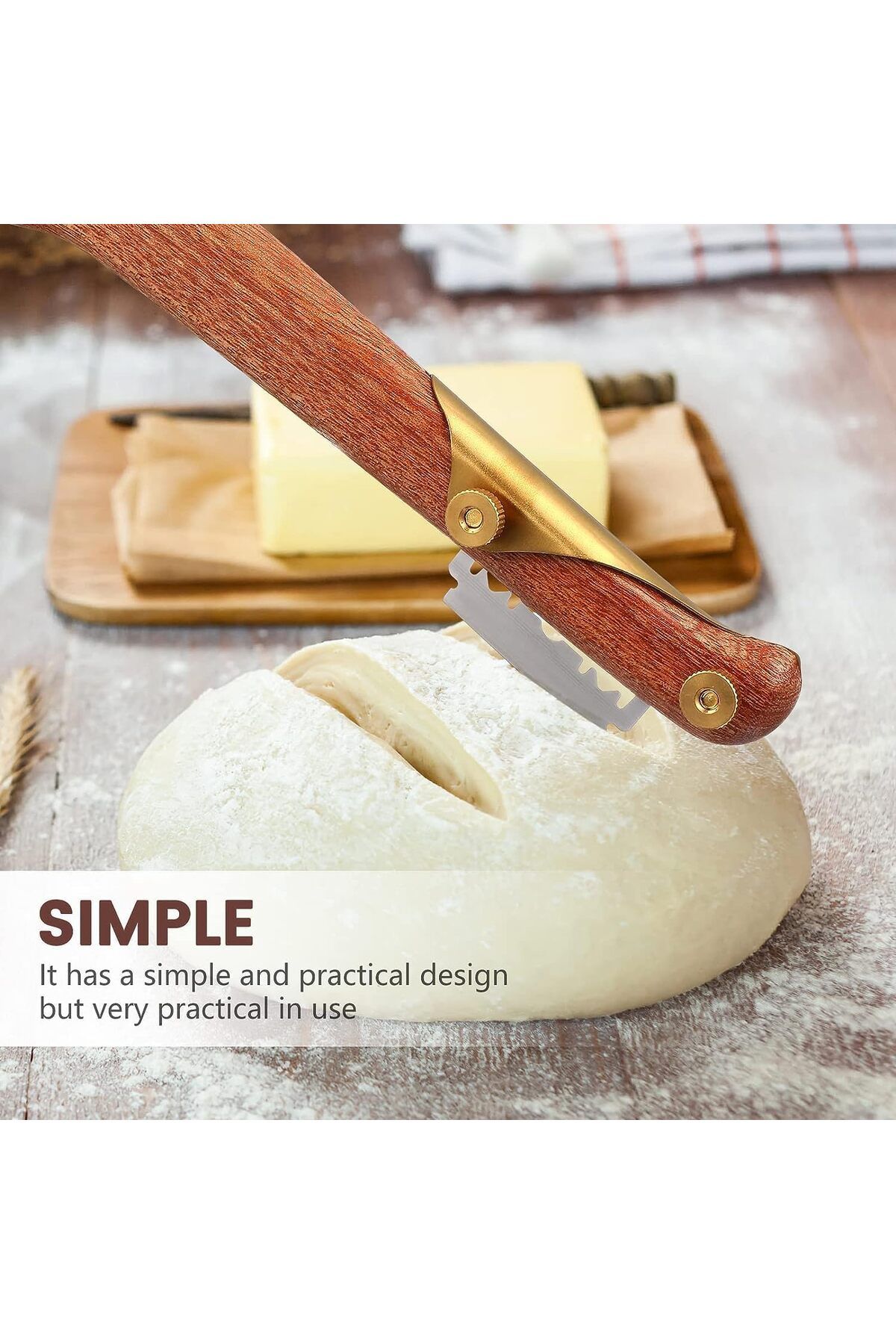 Generic-NALACAL Sourdough Bread Lame Slicing Tool, Baking Sourdough Bread Starter Jar Razor Cutter, 1 Set D 2