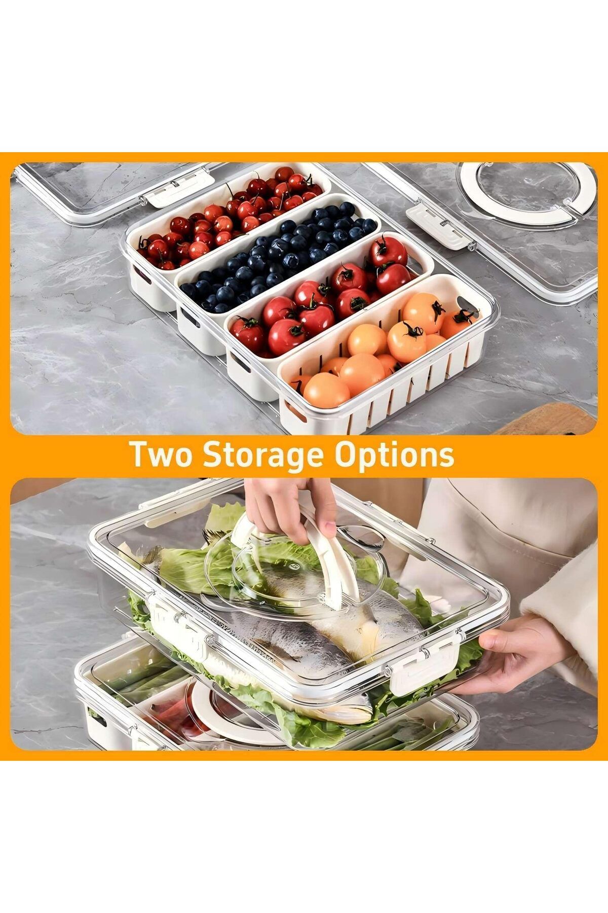 Generic-Salad Bar Containers for Fridge with Lid and Handle, Fruit Storage Containers with 4 Removable Cola 3