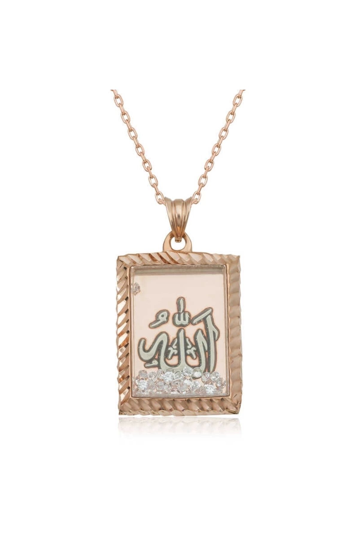 luz&pos Gümüş Rose Allah Yazılı Kadın Kolye