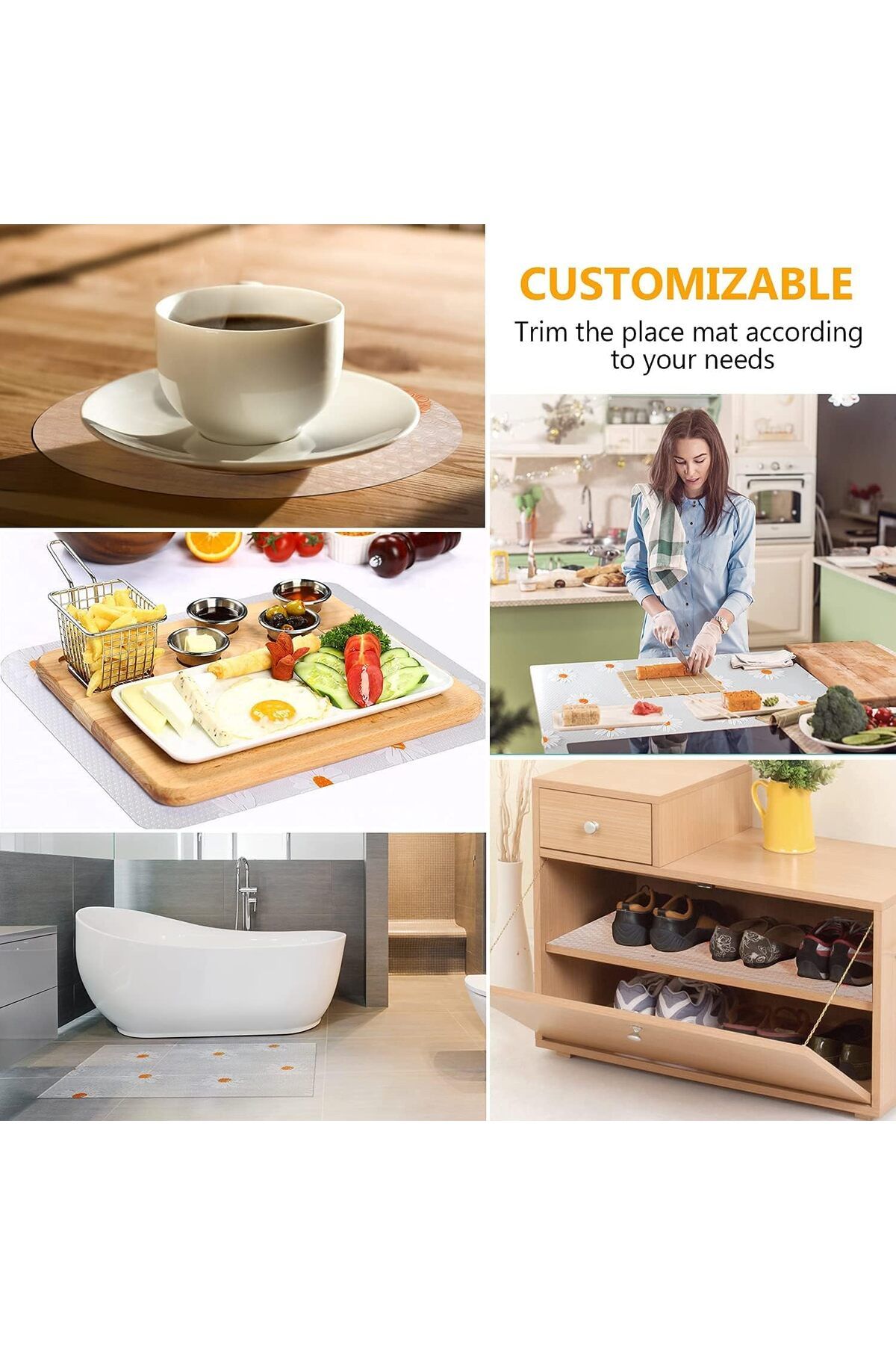 Generic-KASTWAVE Non-Adhesive Waterproof EVA Shelf Liner - Non-Slip, Cuttable Drawer & Cabinet Liner for Ki 6