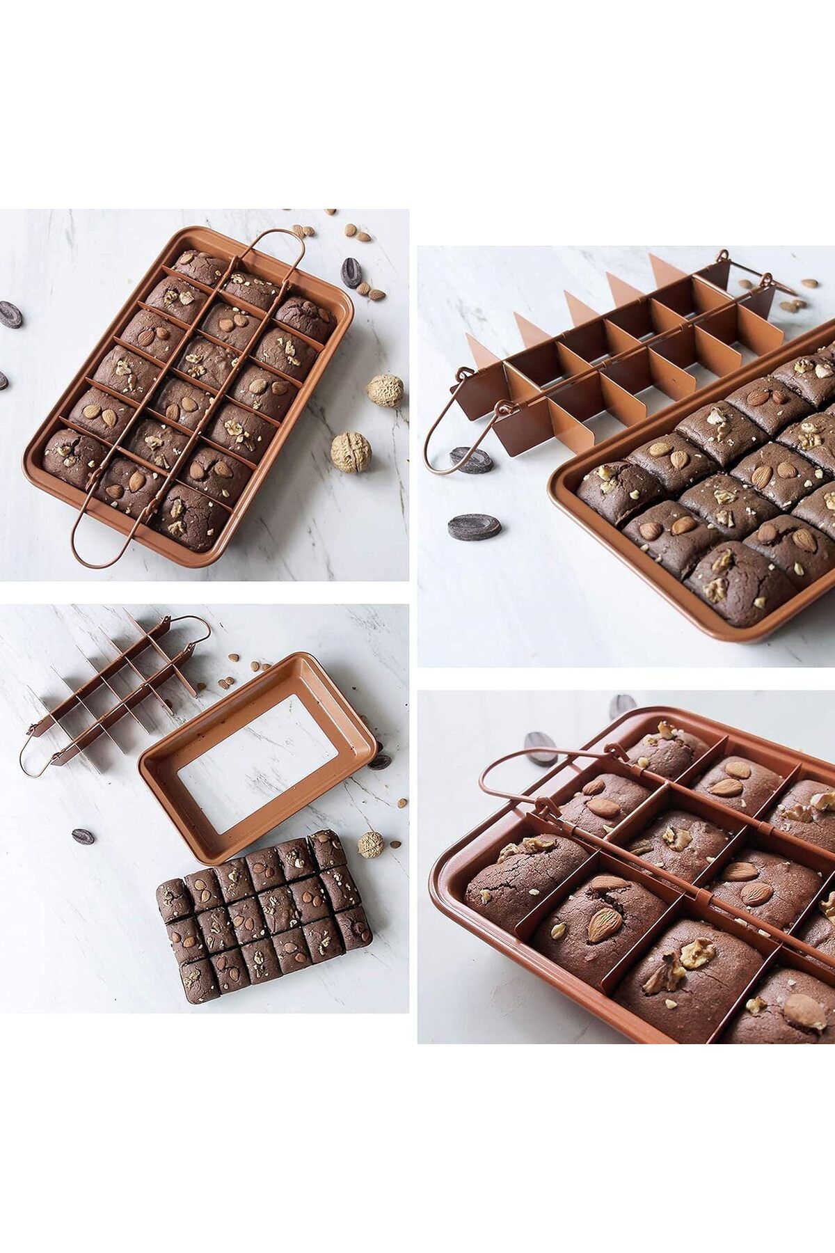 Generic-Biki Non Stick 3 Set Brownie Pan Cake Mold Built-in Slice Removable Bottom Cake Pans | Bakes 18 Bro 7