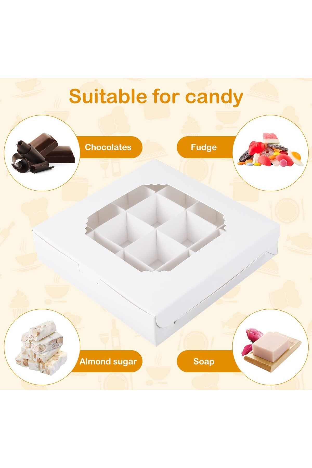 Generic-علب كب كيك MAKINGTEC، علب حلوى فارغة بنافذة مع ملحق، علب كب كيك قابلة للخلط والاختيار للحلوى 2