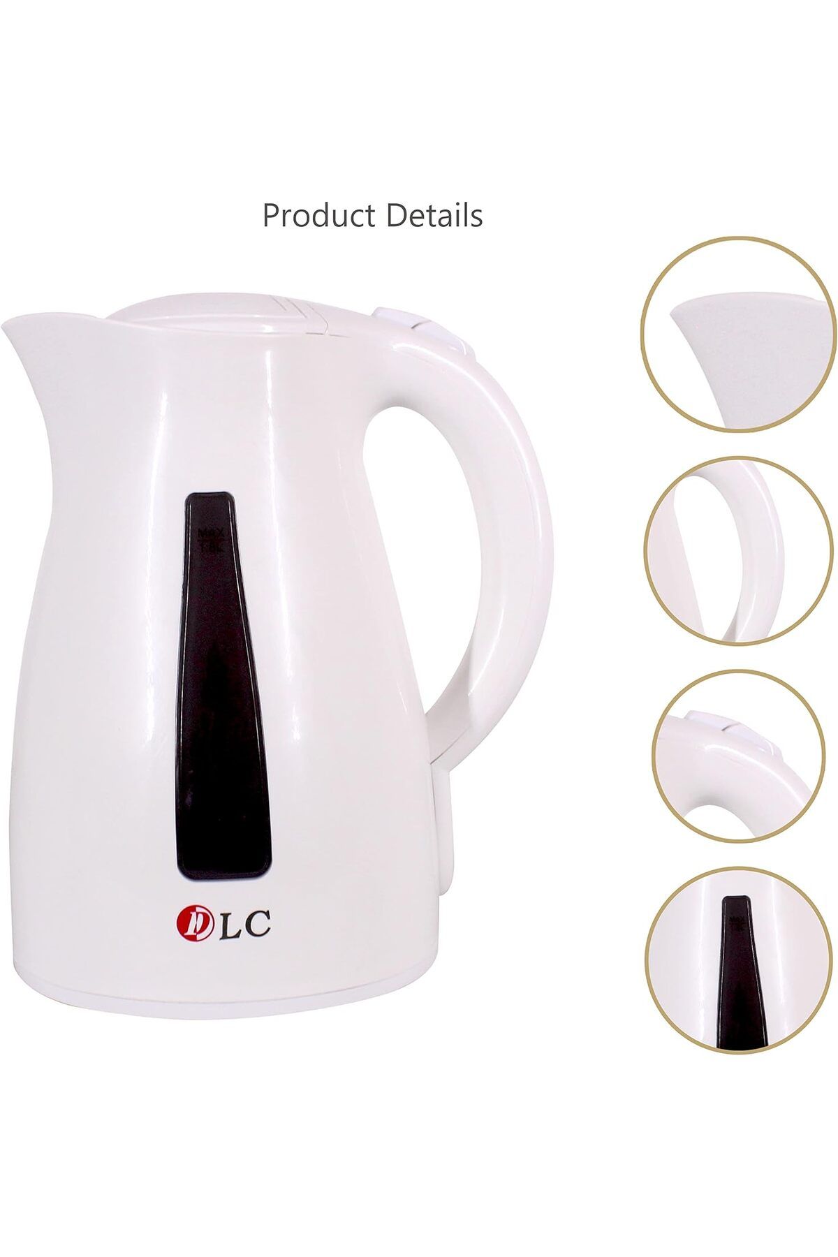 Generic-غلاية زجاجية D LC بقوة 2200 واط مع قاعدة دوارة 360 درجة، سعة 1.8 لتر مع إضاءة LED، مصنوعة من زجاج البورسليكات 3