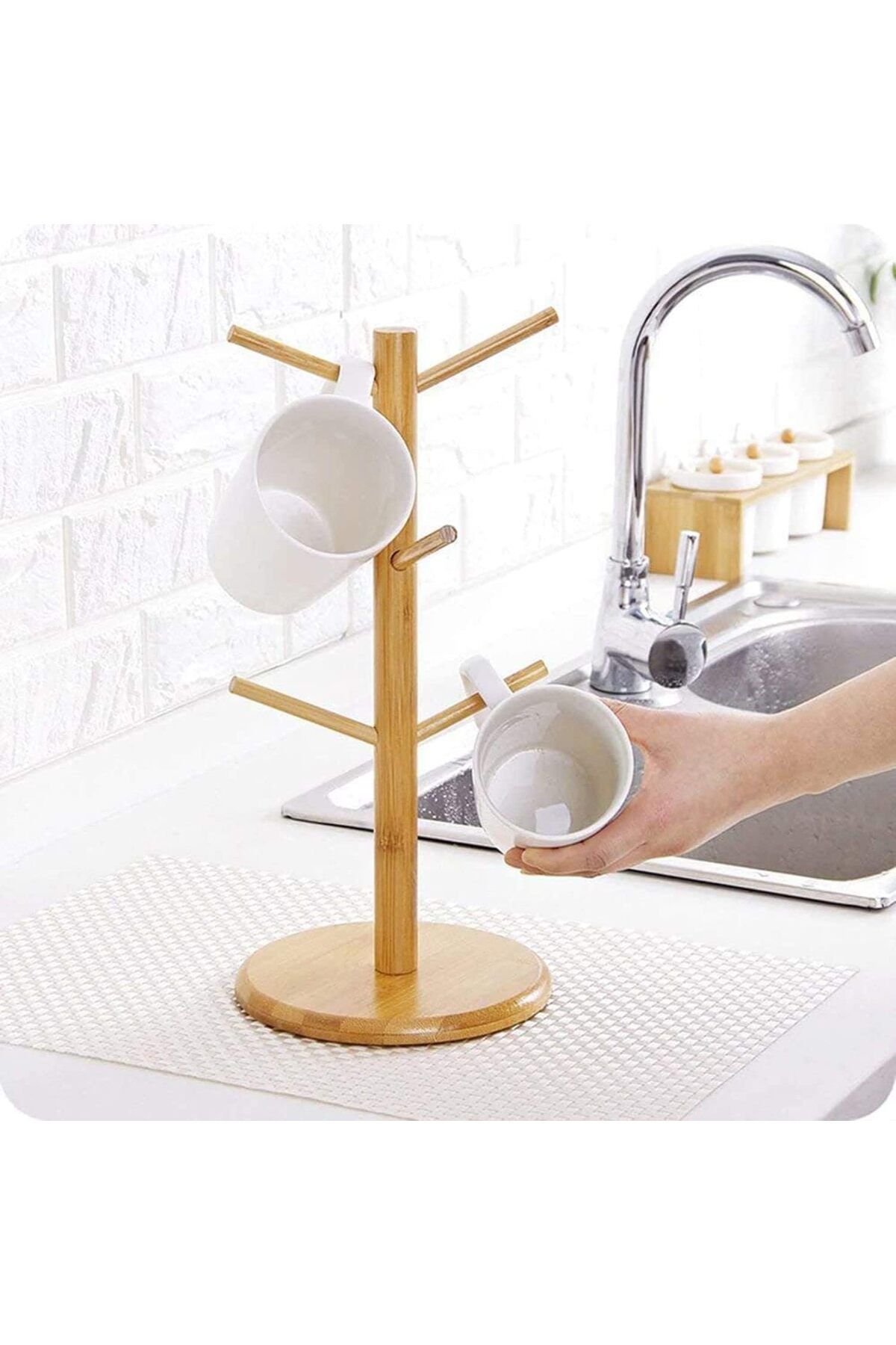 Generic-Orchid Wooden Cup And Mug Holder, Wooden Mug & Cup Holder. 3