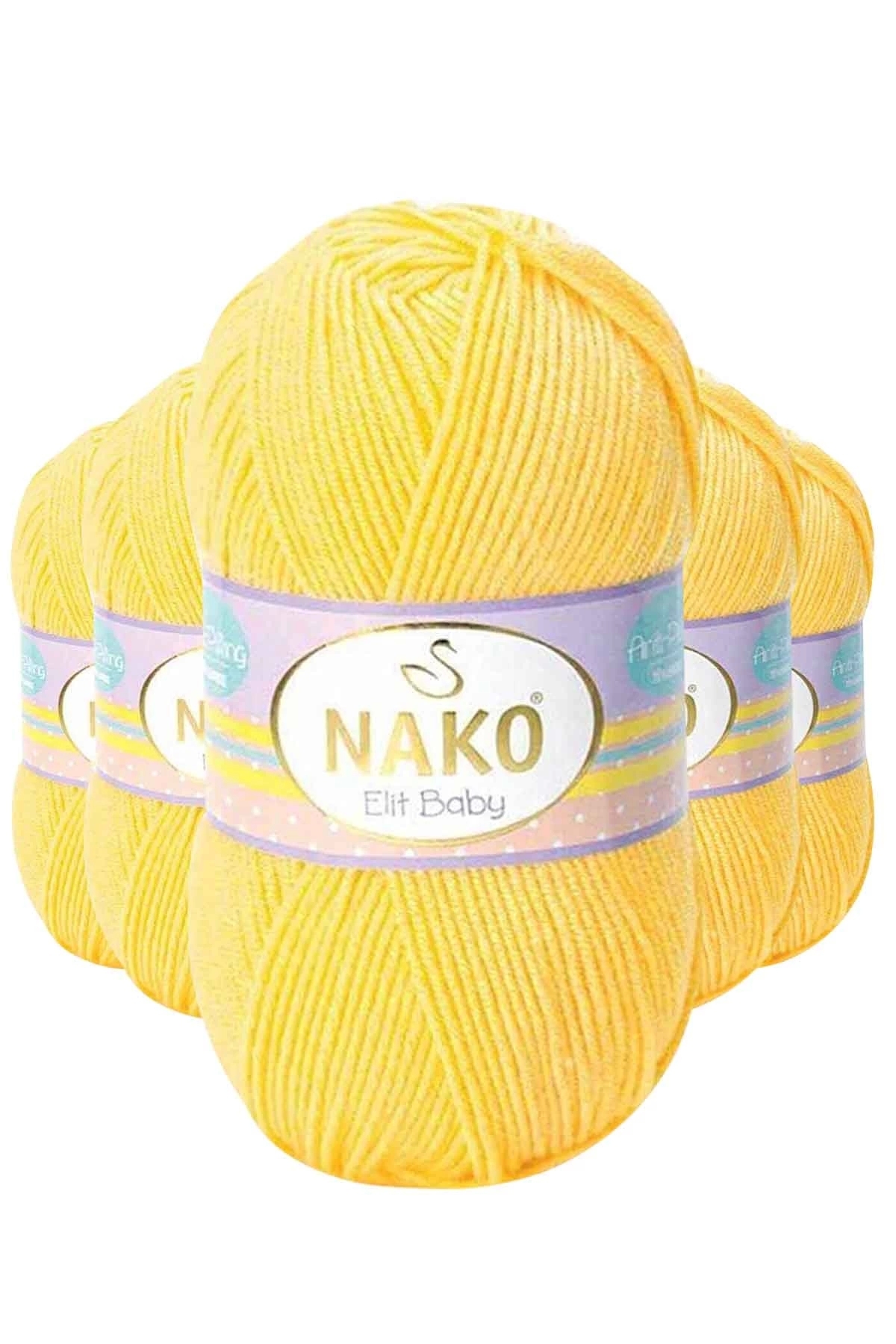 5 Pcs Elite Baby Hand Knitting Rope Non-Pilling Baby Wool Yellow 2857