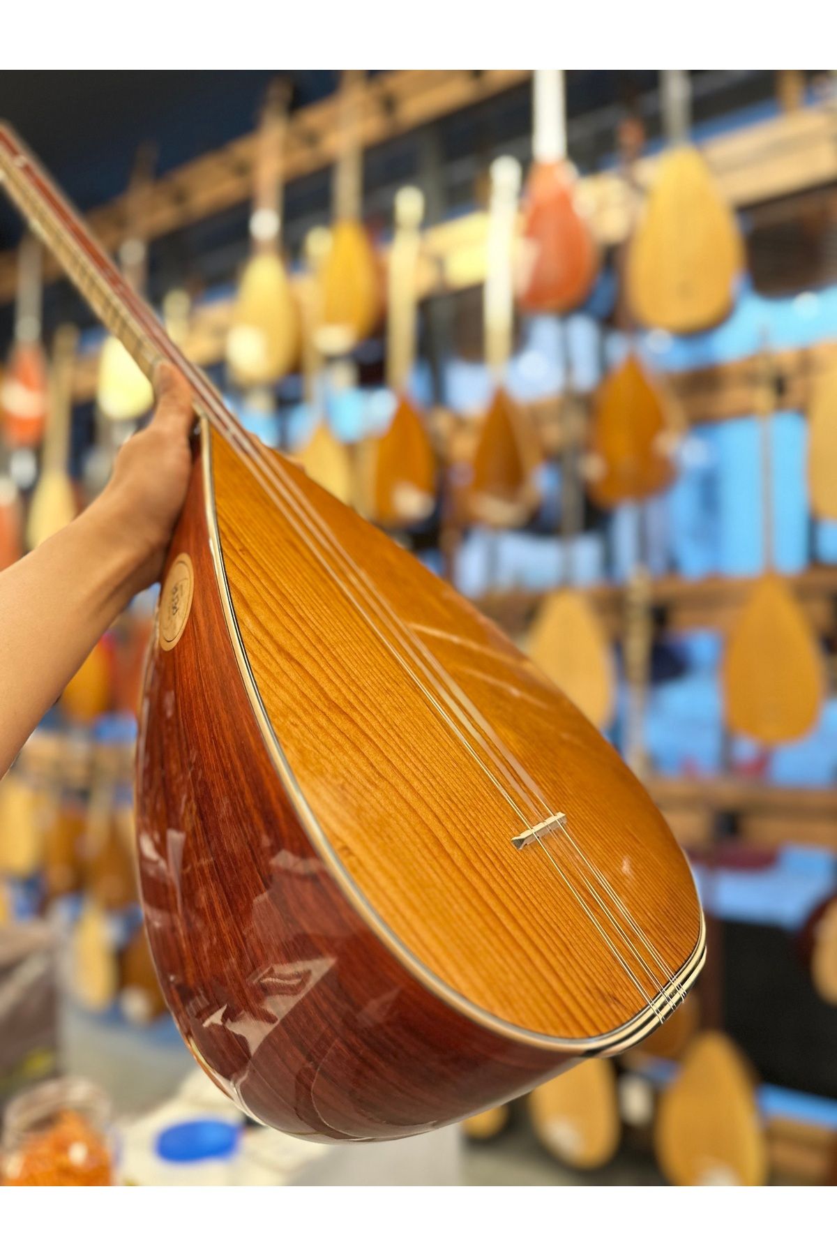 PENA MÜZİK Kısa Sap Tam Profesyonel Gitar Burgulu Paduk Bağlama 40 Tekne Jak Girişli