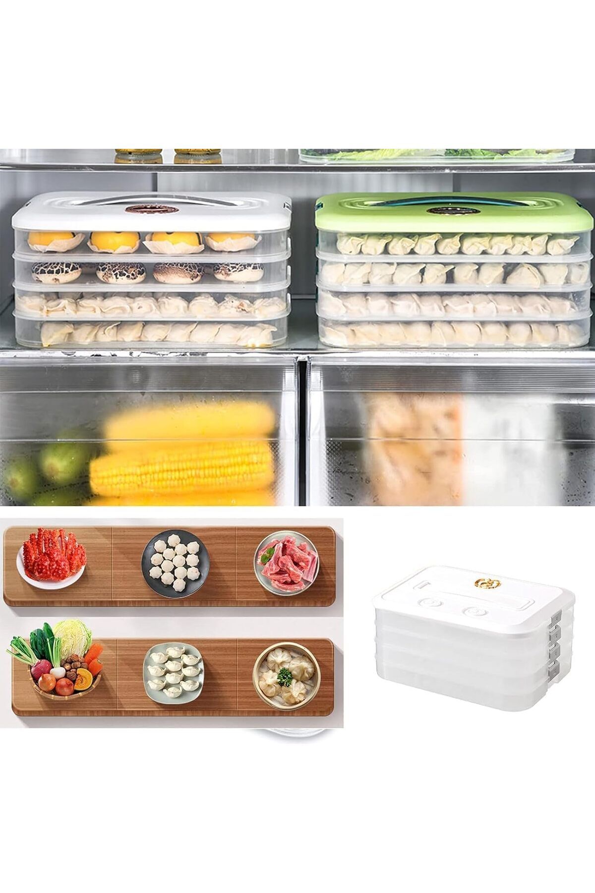 Generic-ALMEKAQUZ 4-Layer Food Storage Containers with Lids Dumpling Storage Box, Good Sealing, Stackable F 5