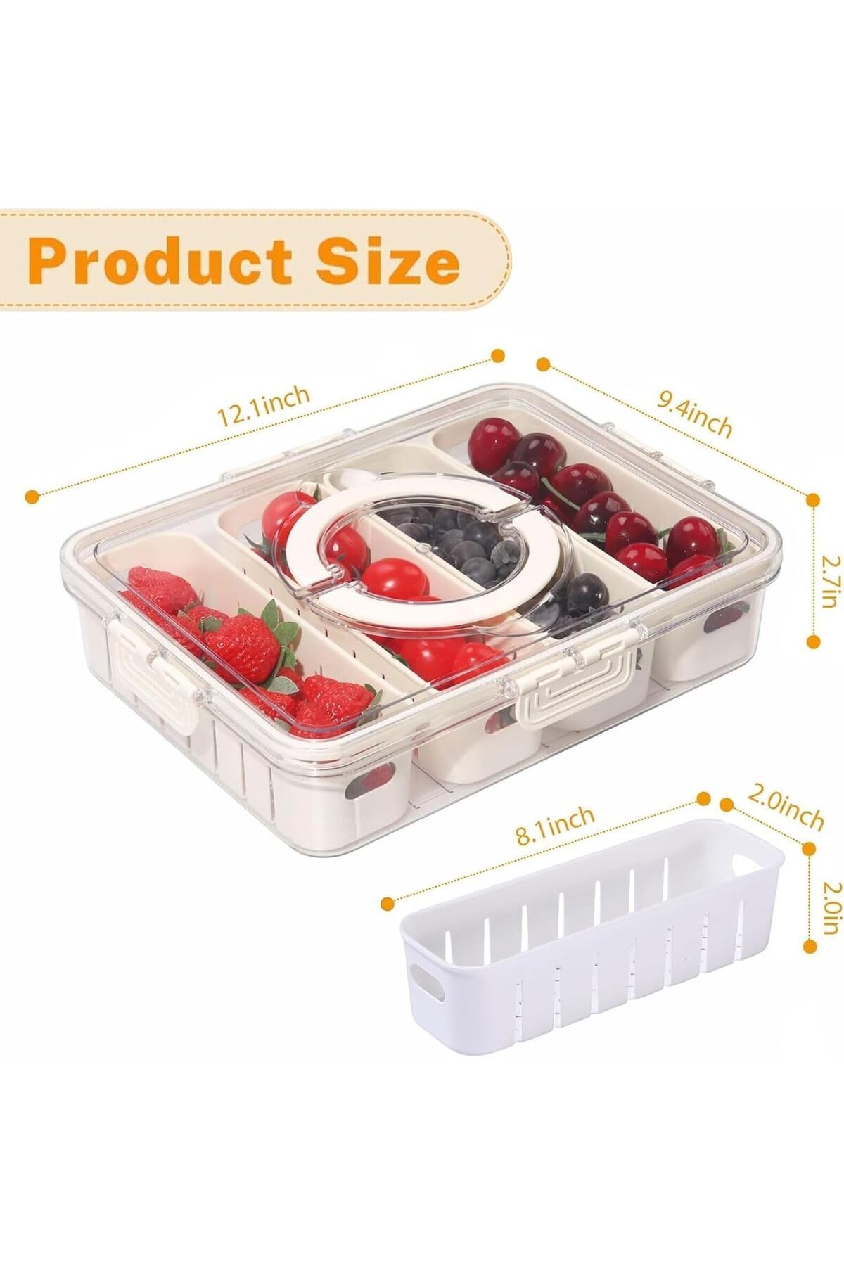 Generic-Salad Bar Containers for Fridge with Lid and Handle, Fruit Storage Containers with 4 Removable Cola 7