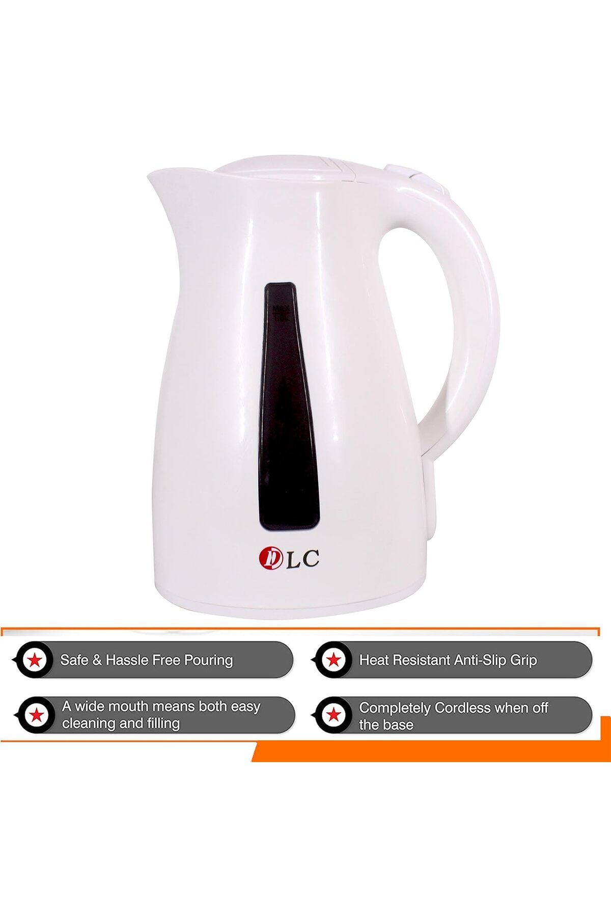 Generic-غلاية زجاجية D LC بقوة 2200 واط مع قاعدة دوارة 360 درجة، سعة 1.8 لتر مع إضاءة LED، مصنوعة من زجاج البورسليكات 6