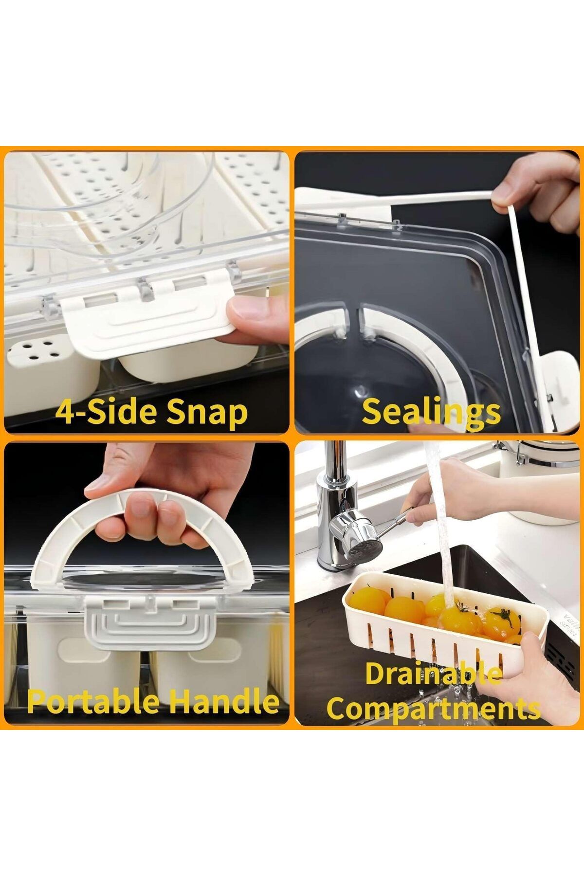 Generic-Salad Bar Containers for Fridge with Lid and Handle, Fruit Storage Containers with 4 Removable Cola 6