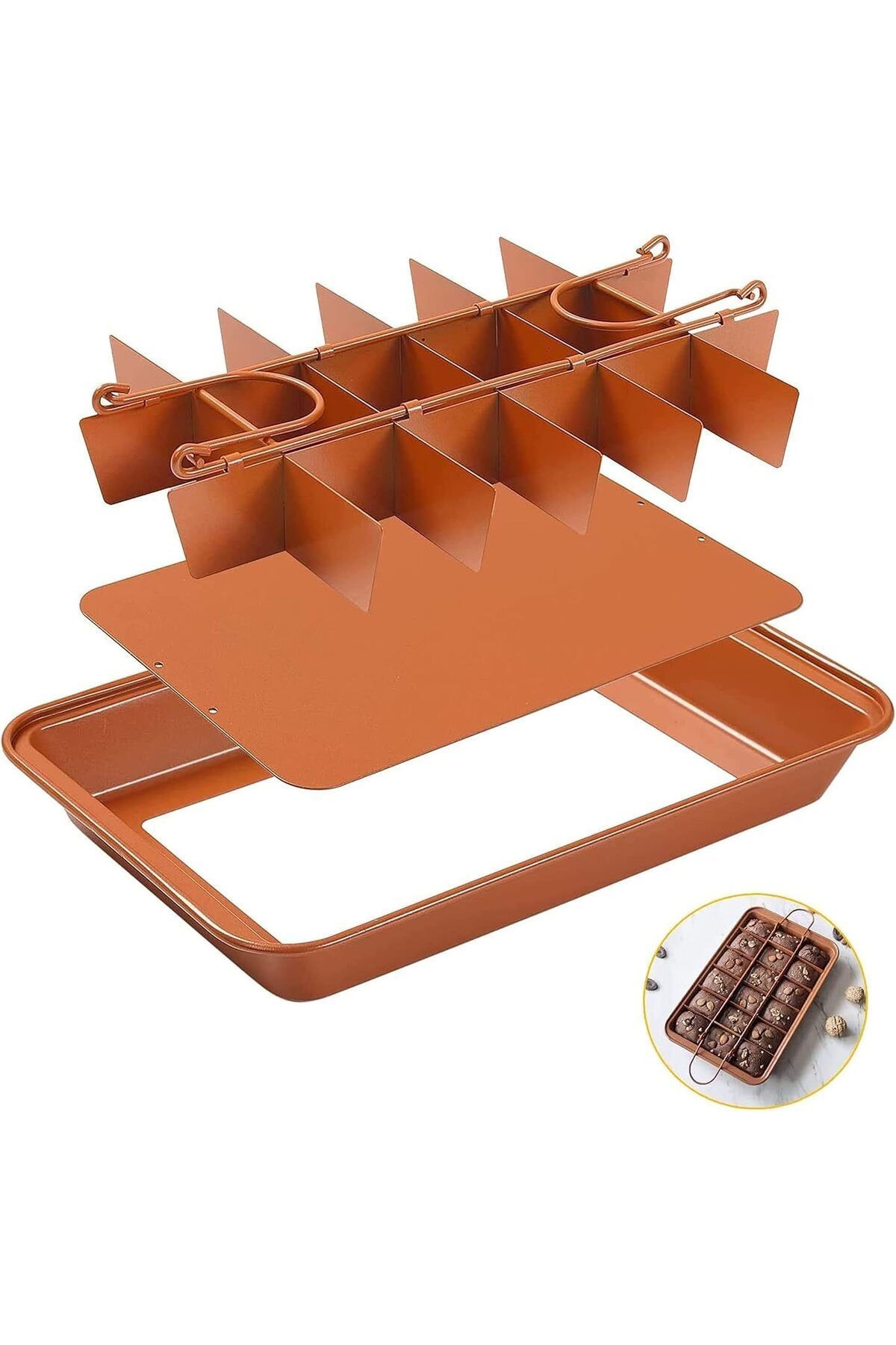 Generic-Biki Non Stick 3 Set Brownie Pan Cake Mold Built-in Slice Removable Bottom Cake Pans | Bakes 18 Bro 4