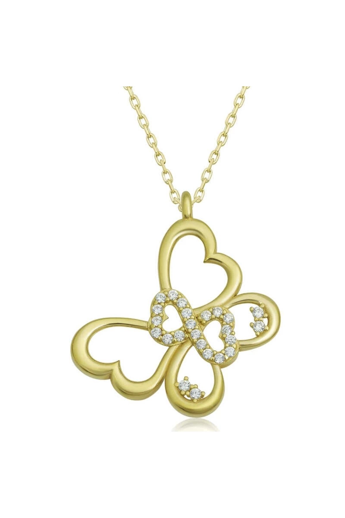 luz&pos Gümüş Gold Sonsuzluk Kelebek Kadın Kolye
