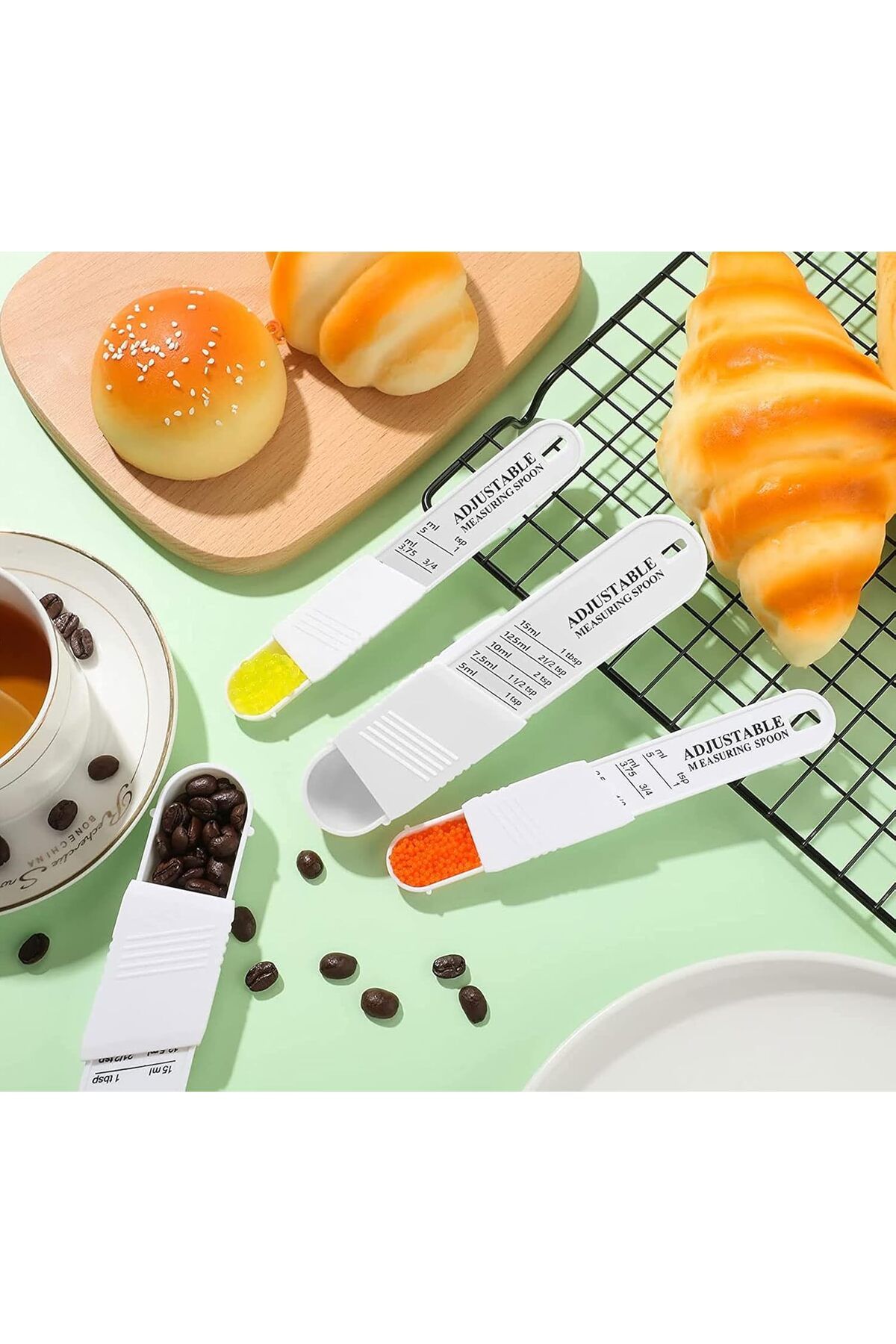Generic-مجموعة ملاعق القياس KASTWAVE مكونة من 6 ملاعق قياس قابلة للتعديل مع 5 قياسات مختلفة 2
