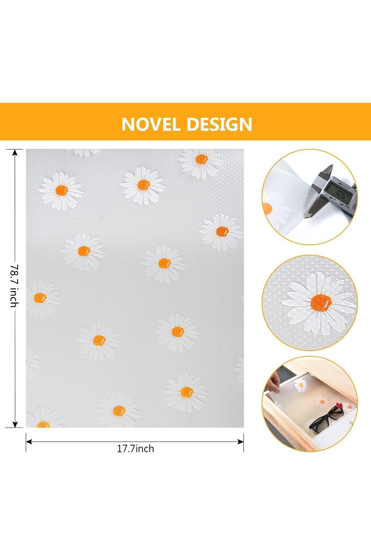Generic-KASTWAVE Non-Adhesive Waterproof EVA Shelf Liner - Non-Slip, Cuttable Drawer & Cabinet Liner for Ki 2