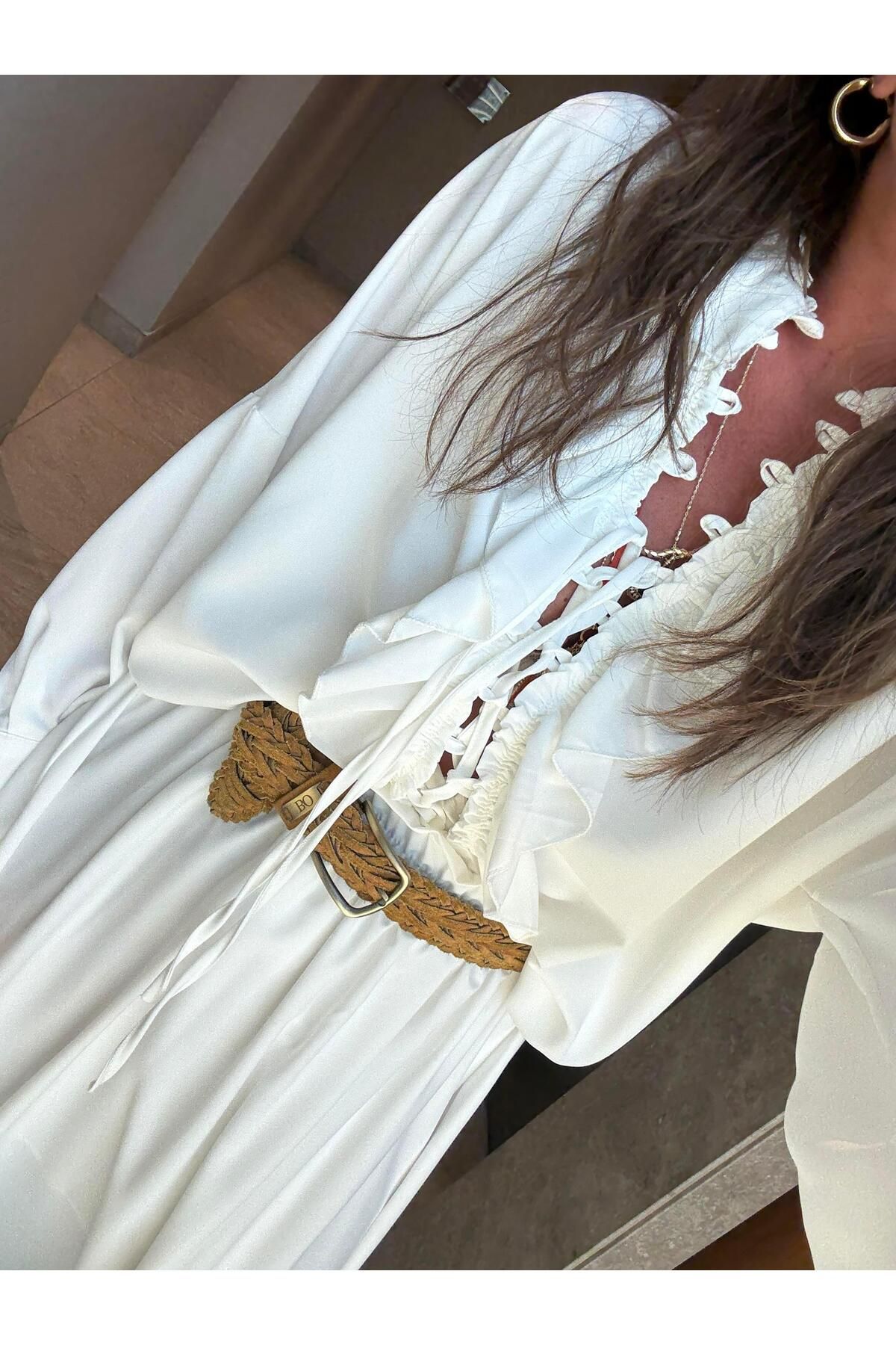 begum mayda Orijinal Model , Önden Bağlamalı , Premium , Beyaz , Etek Takım