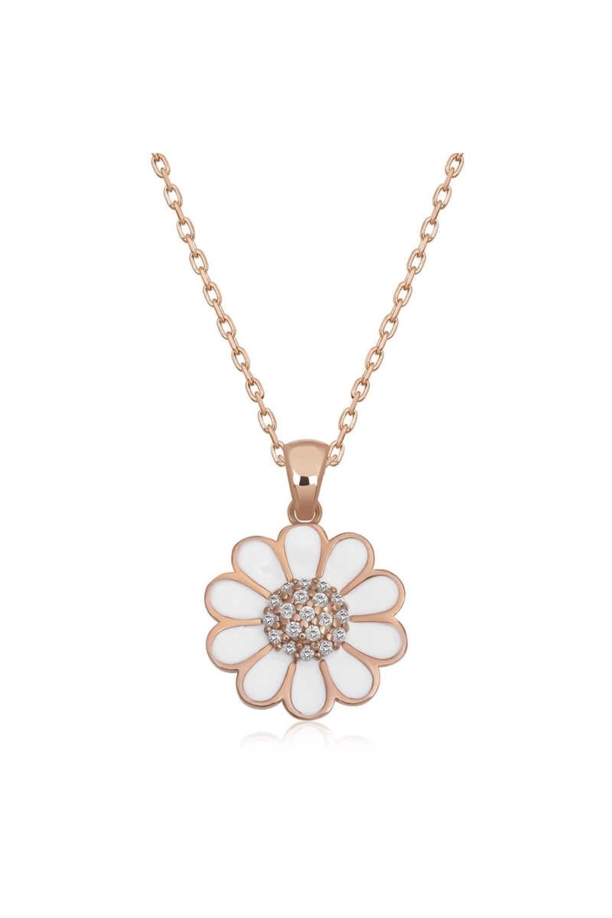 luz&pos Gümüş Rose Papatya Kadın Kolye