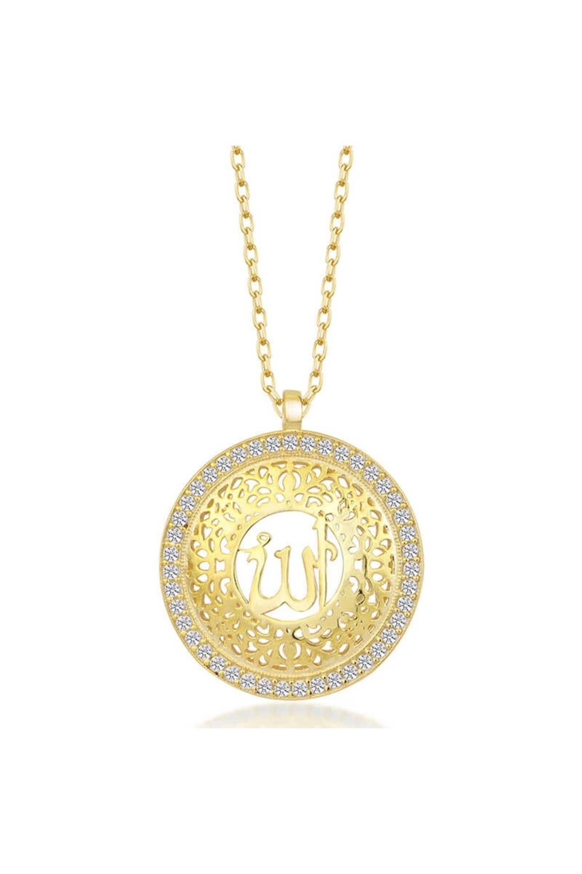 luz&pos Gümüş Gold Allah Yazılı Kadın Kolye