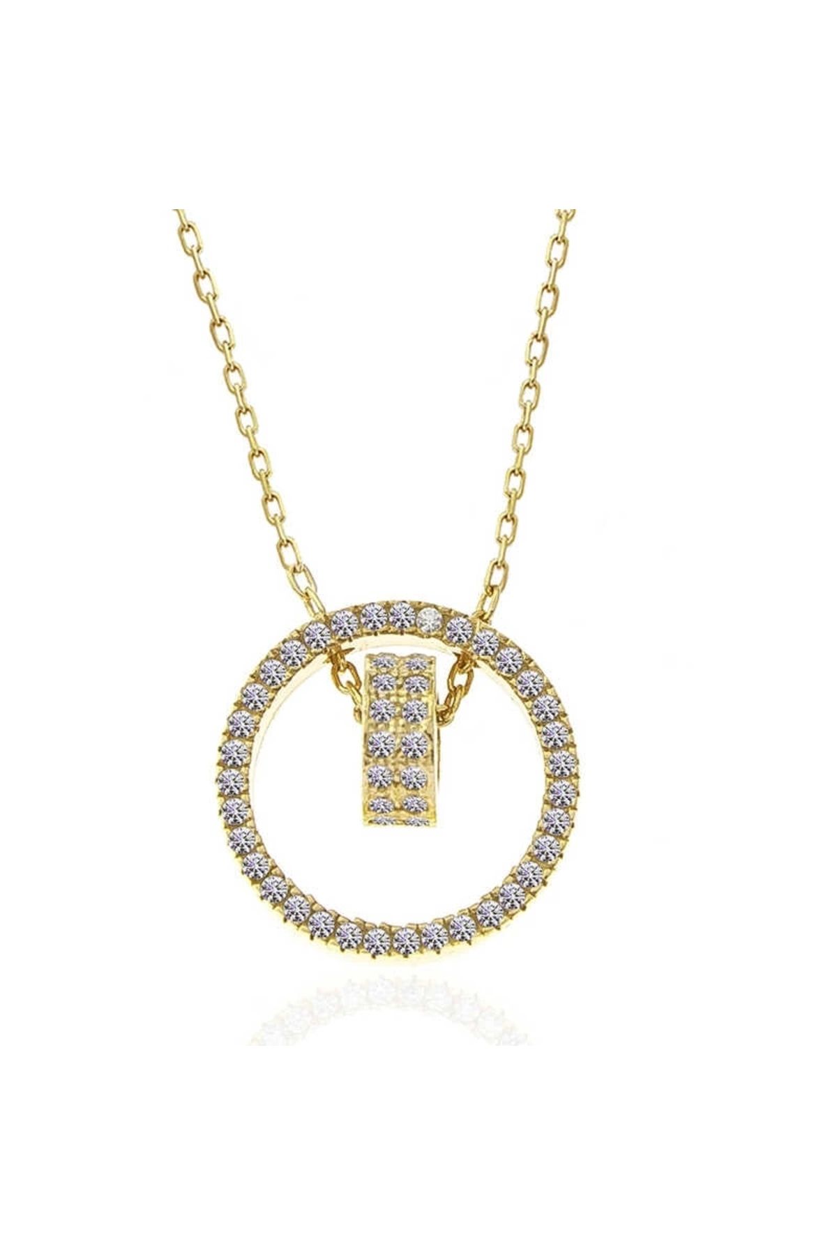 luz&pos Gümüş Gold İç İçe Geçmiş Halka Kadın Kolye