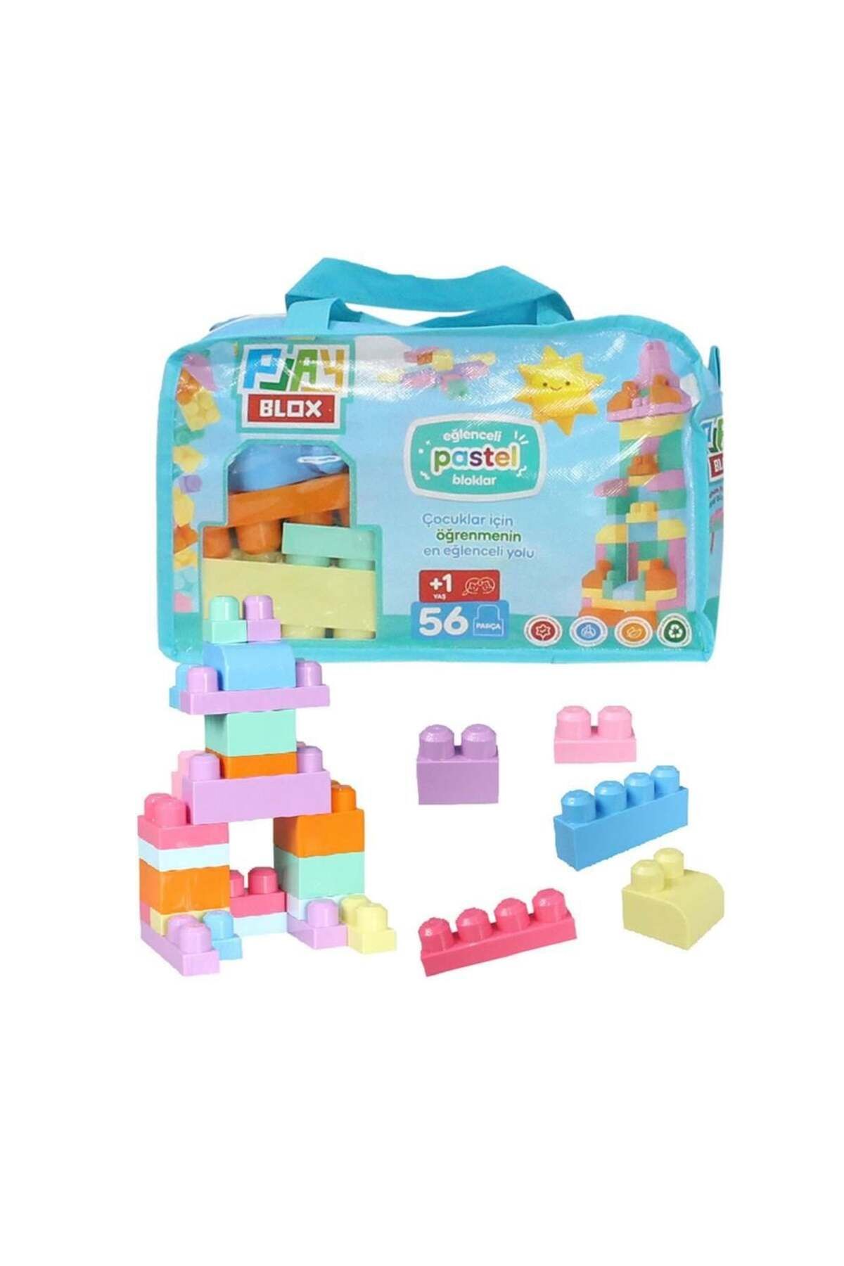 swilex 2915 Play Blox Pastel Blok Yapı Oyuncakları 56 Parça ,Saklama Çantalı ,1 Yaş ve Üzeri