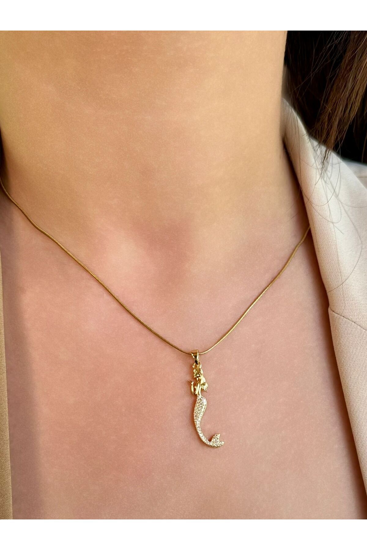 My Life Accessory Deniz Kızı Tasarımlı Çelik Kolye Altın Renk Mitolojinin Zarif Işıltısı