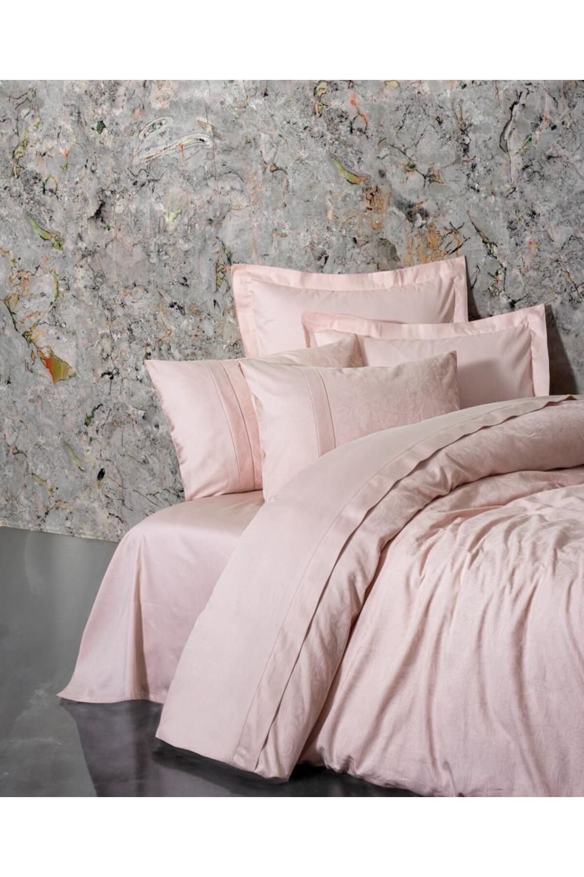 swilex Çift Kişilik Jakarlı Saten Nevresim Takımı Jana Pembe