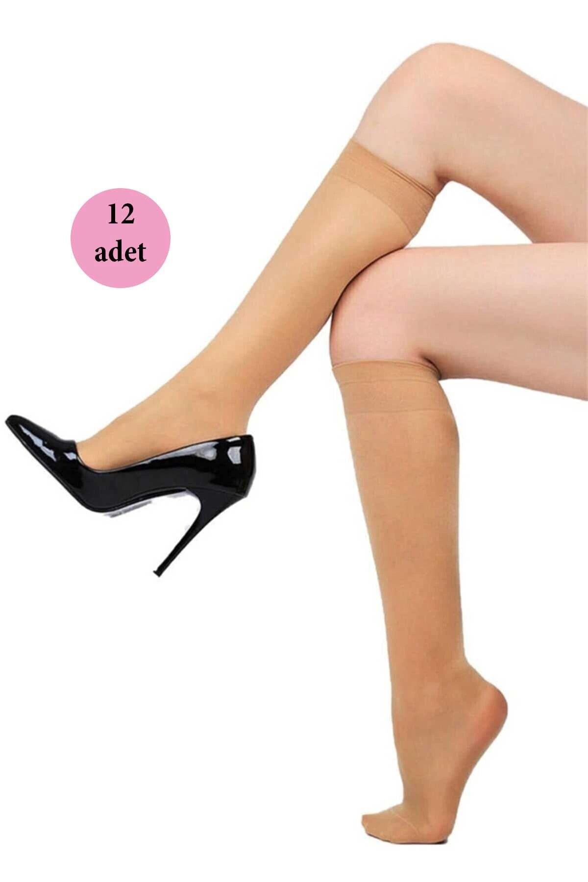 PRATİKOBA 12 Adet Fit Dizaltı Çorap 15 denye 57 Ten