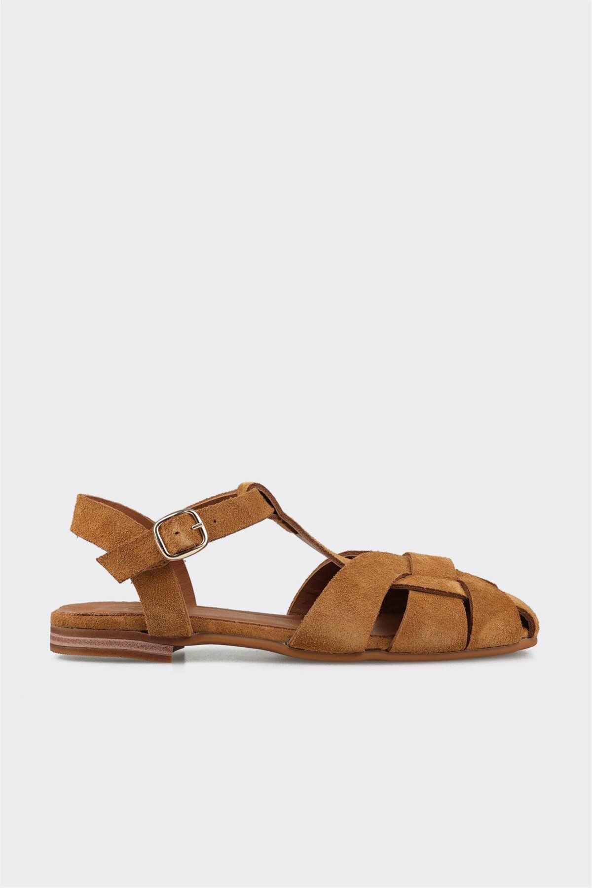 Elle Shoes Camel Deri Kadın Günlük Ayakkabı