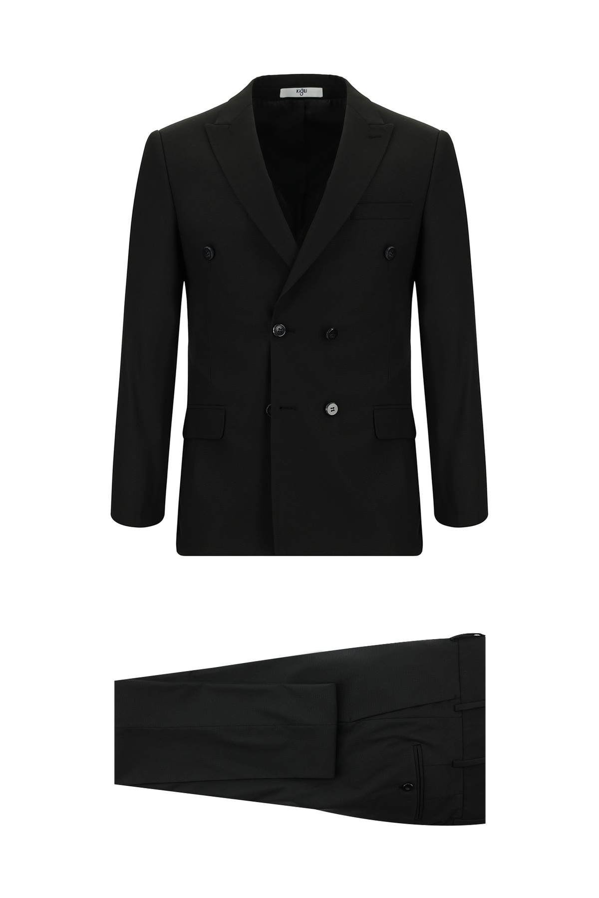 Kiğılı Super Slim Fit Ekstra Dar Kesim Desenli Kruvaze Takım Elbise