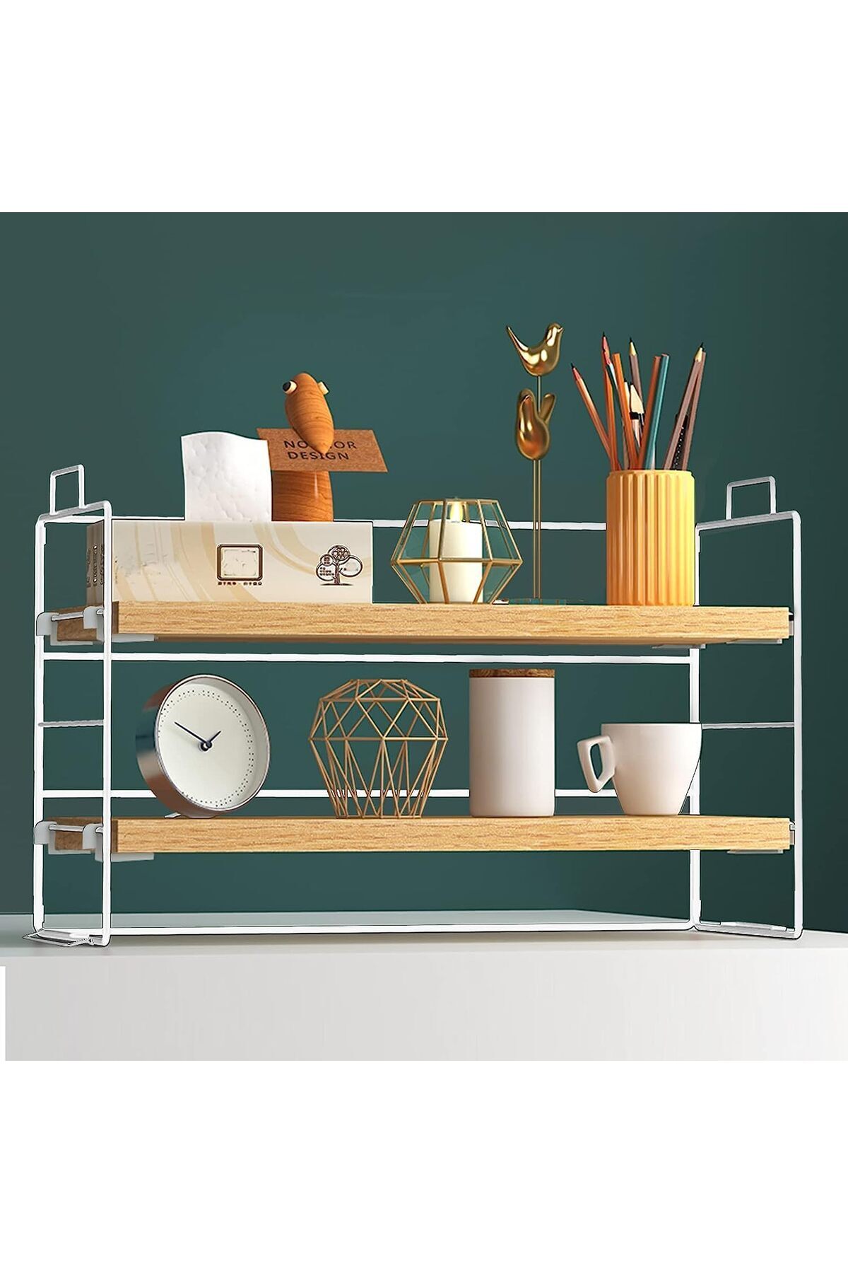 Generic-ALMEKAQUZ Desktop Shelves,2 Tier,Wood Desktop Organizer Shelf,Adjustable Desktop Display Shelf Rack 1
