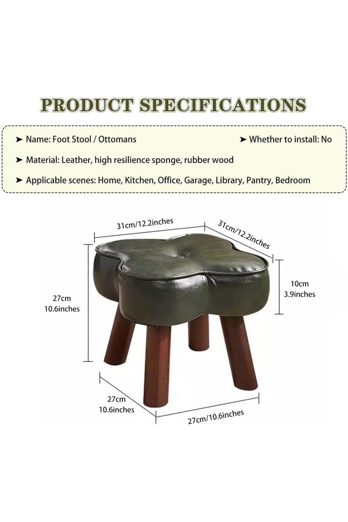Generic-Paporich Foot Stool, Floor Poufs for Sitting, Four-leaf Clover Shape Low Stool, Small And Compact O 3