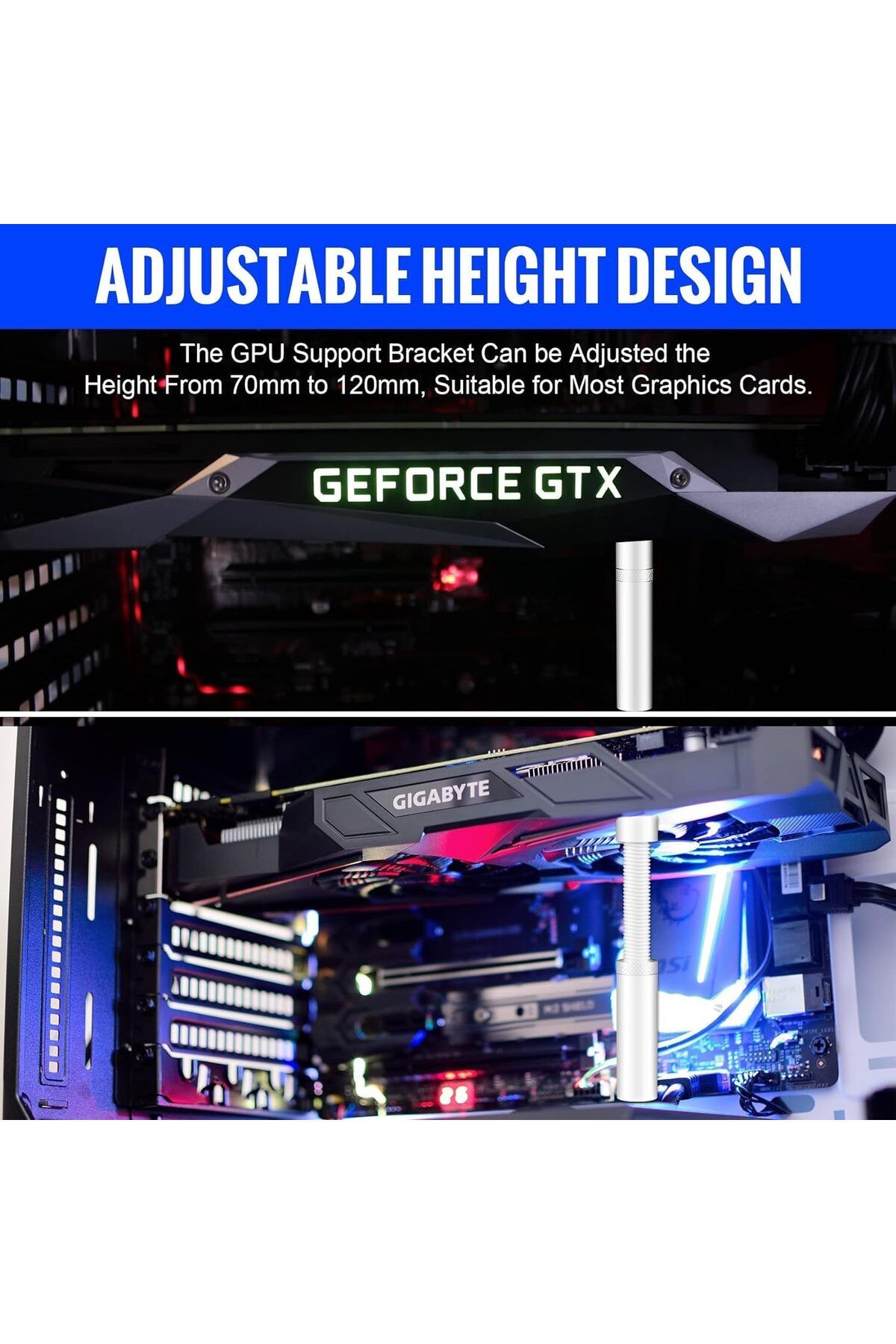 Generic-XICEN GPU Support Bracket, Graphics Video Card Brace with Height Adjustable, Anti Sag Holder for Un 6